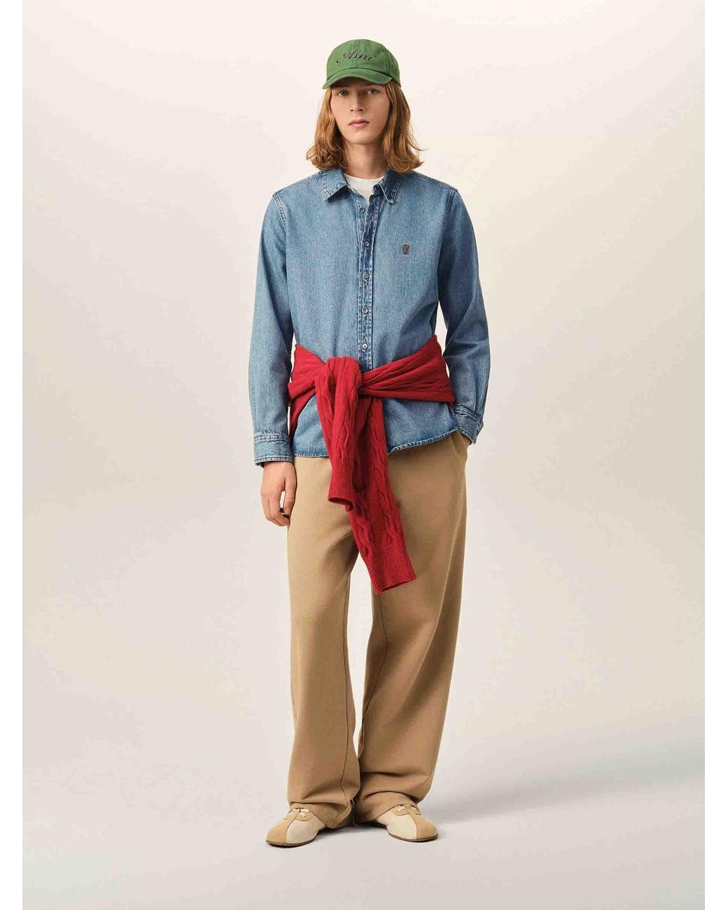 AMI Blue Denim Shirt Logo