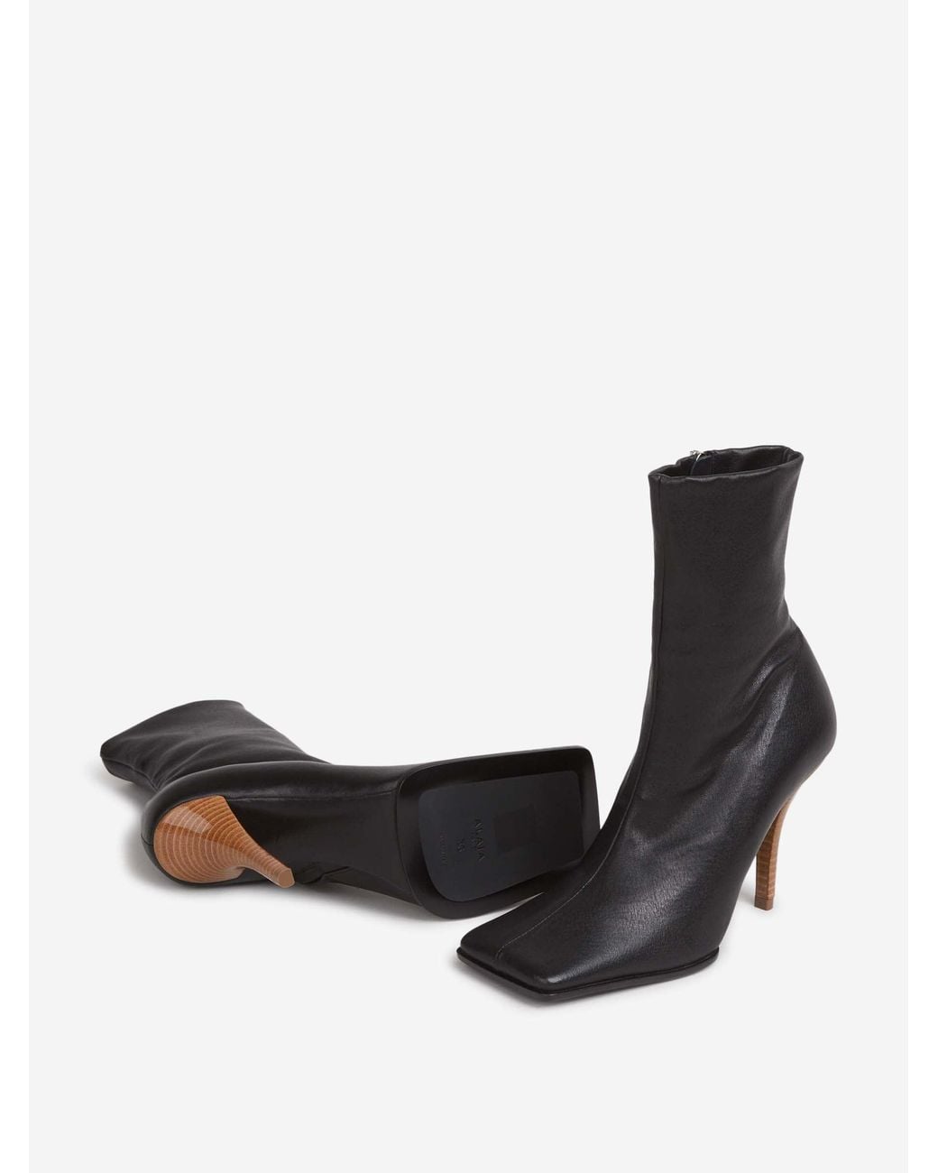 Alaïa Black Square Leather Ankle Boots