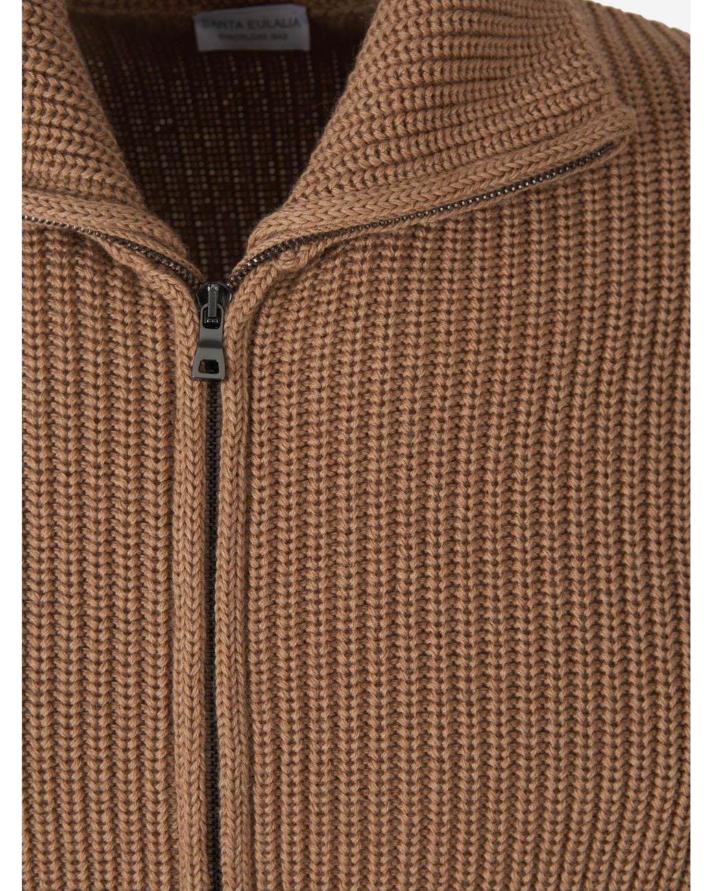 Santa Eulalia Brown Wool Cardigan With Zipper for men