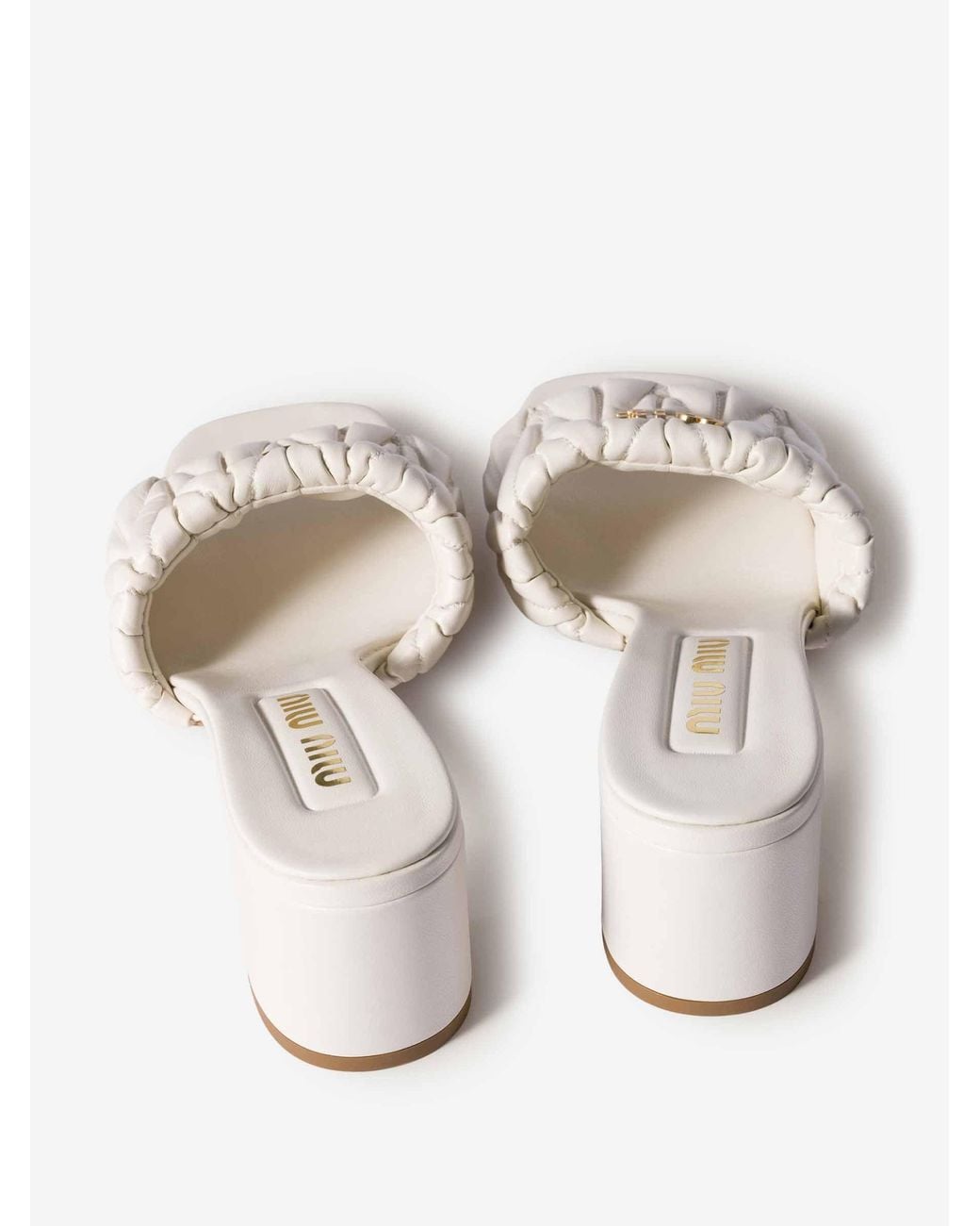 Miu Miu Natural Matelassé Leather Sandals