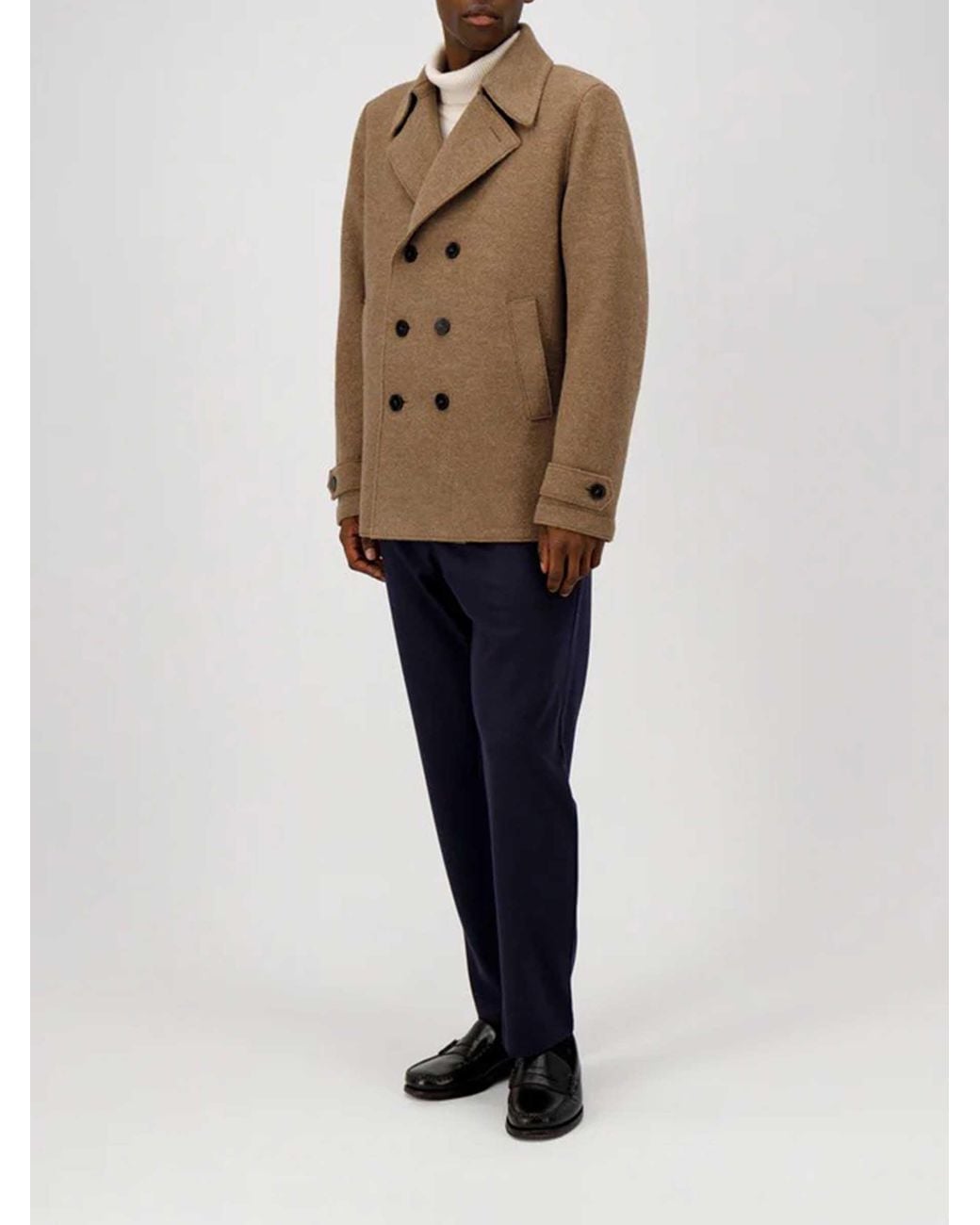 Harris Wharf London Brown Short Wool Coat for men