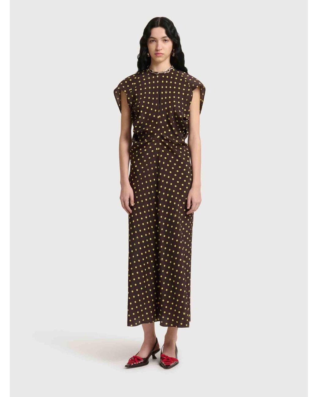 Marni Brown Polka Dot Dress