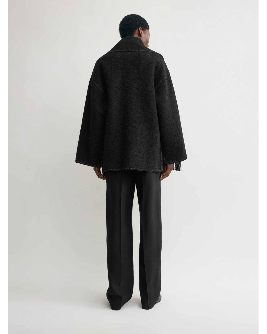 Totême Black Short Coat With Integrated Scarf