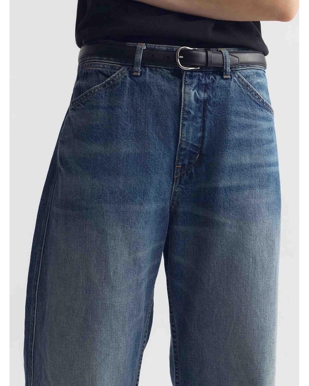 Nili Lotan Blue Cotton Straight Leg Jeans