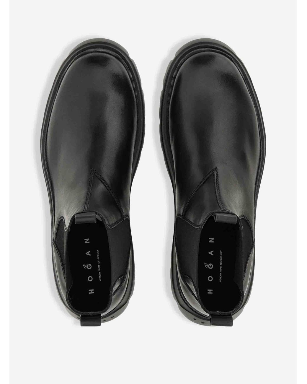 Hogan Black Chelsea Elastic Panel Chunky Lug Sole Boots for men