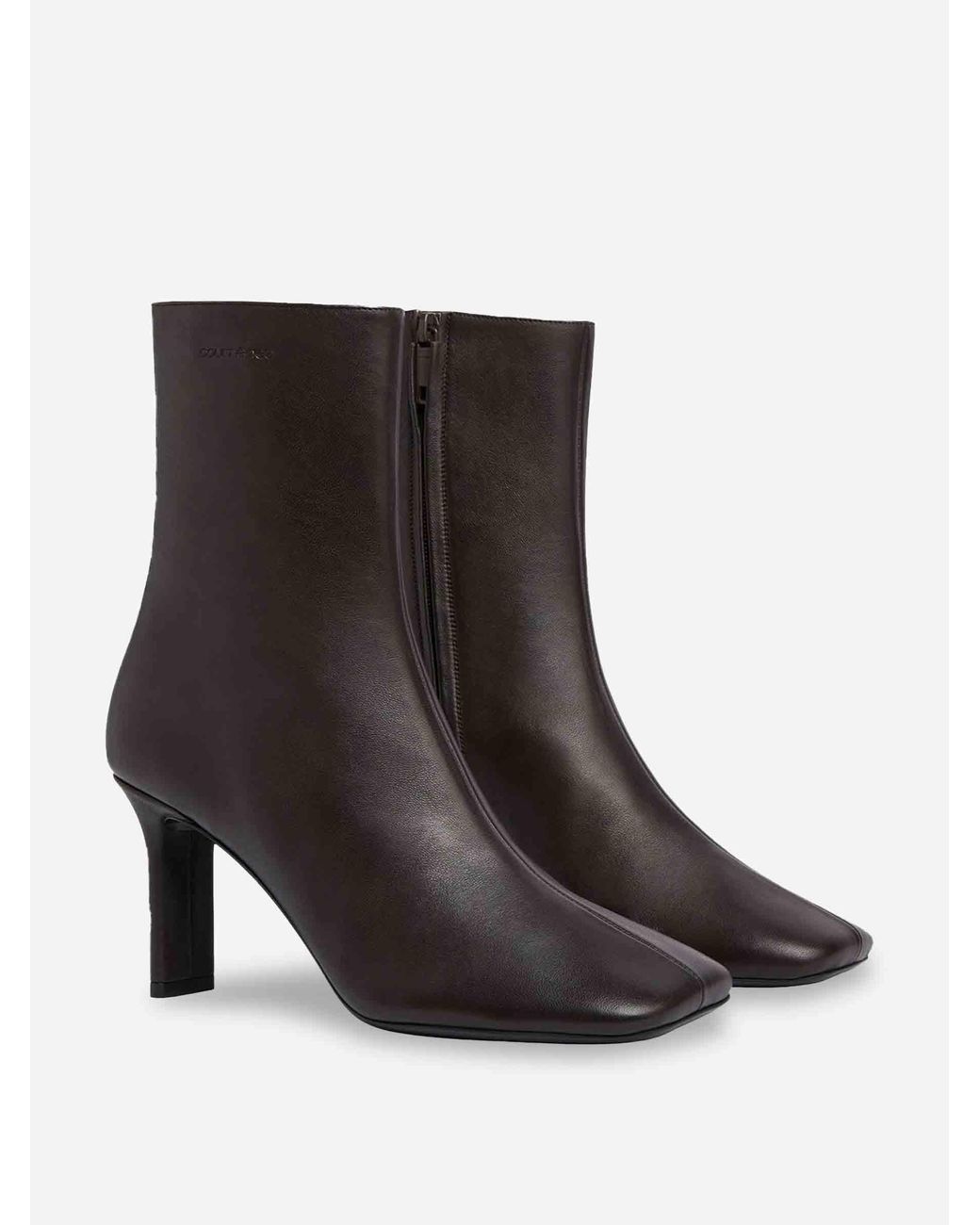 Courreges Brown Square Toe Ankle Boots