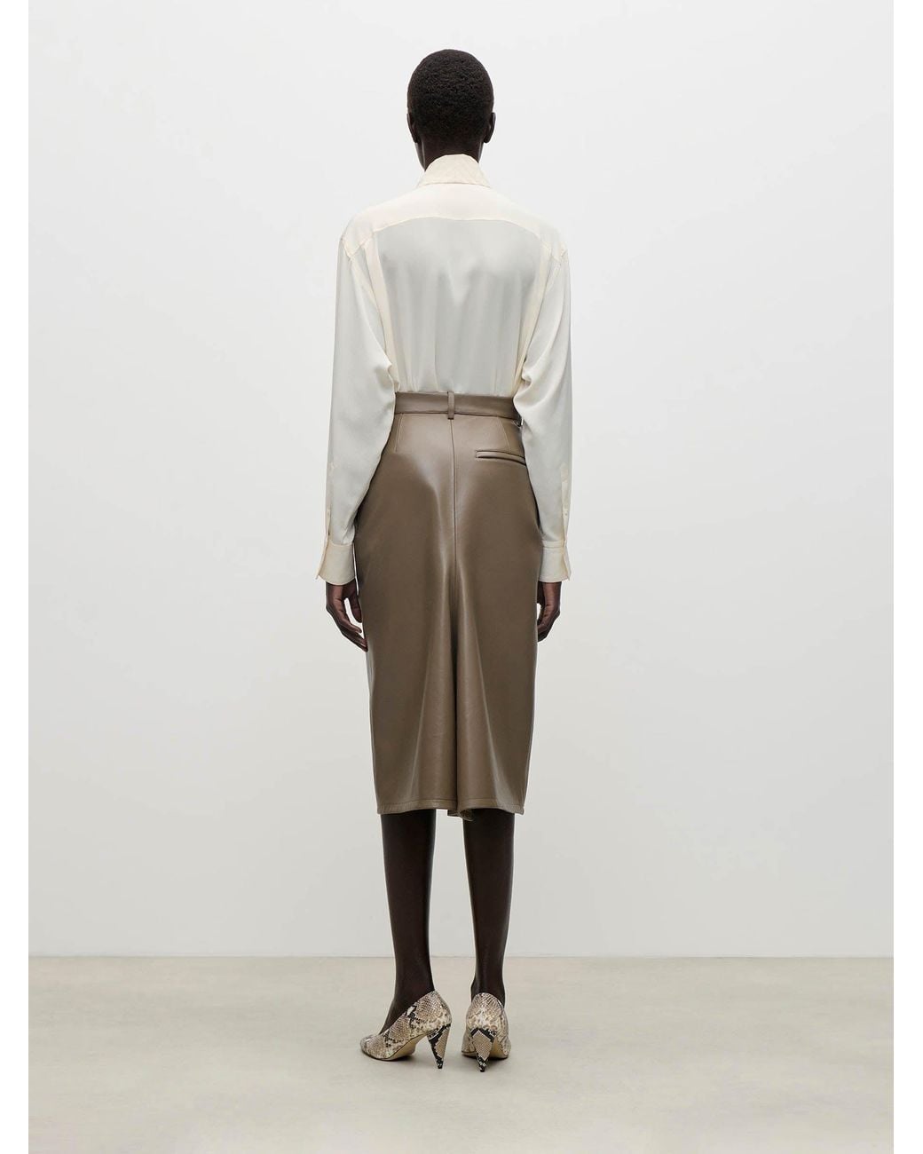 Victoria Beckham White Pleated Tie Blouse