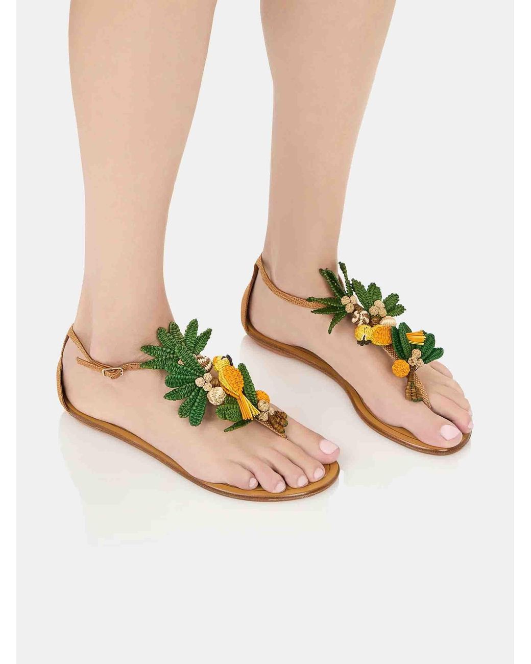 Aquazzura Natural Birdsong Flat Sandals