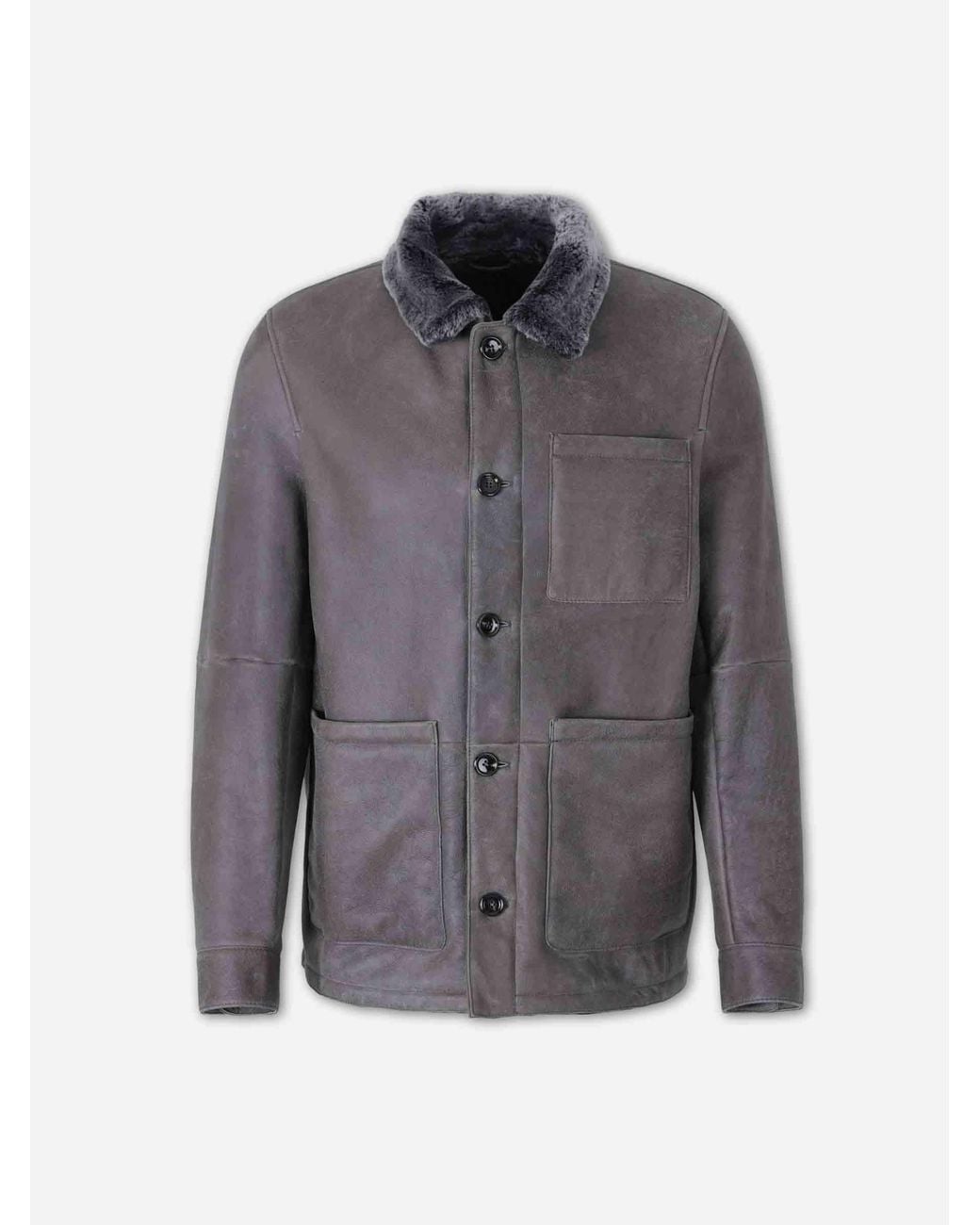Santa Eulalia Gray Casual Leather Jacket for men