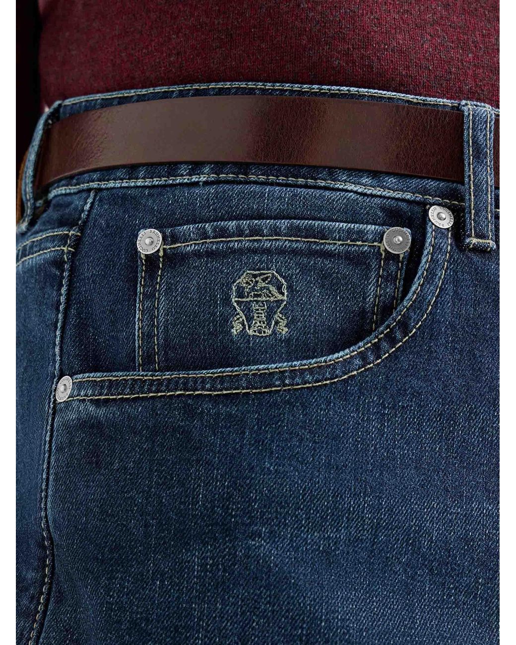 Brunello Cucinelli Blue Slim Cotton Jeans for men
