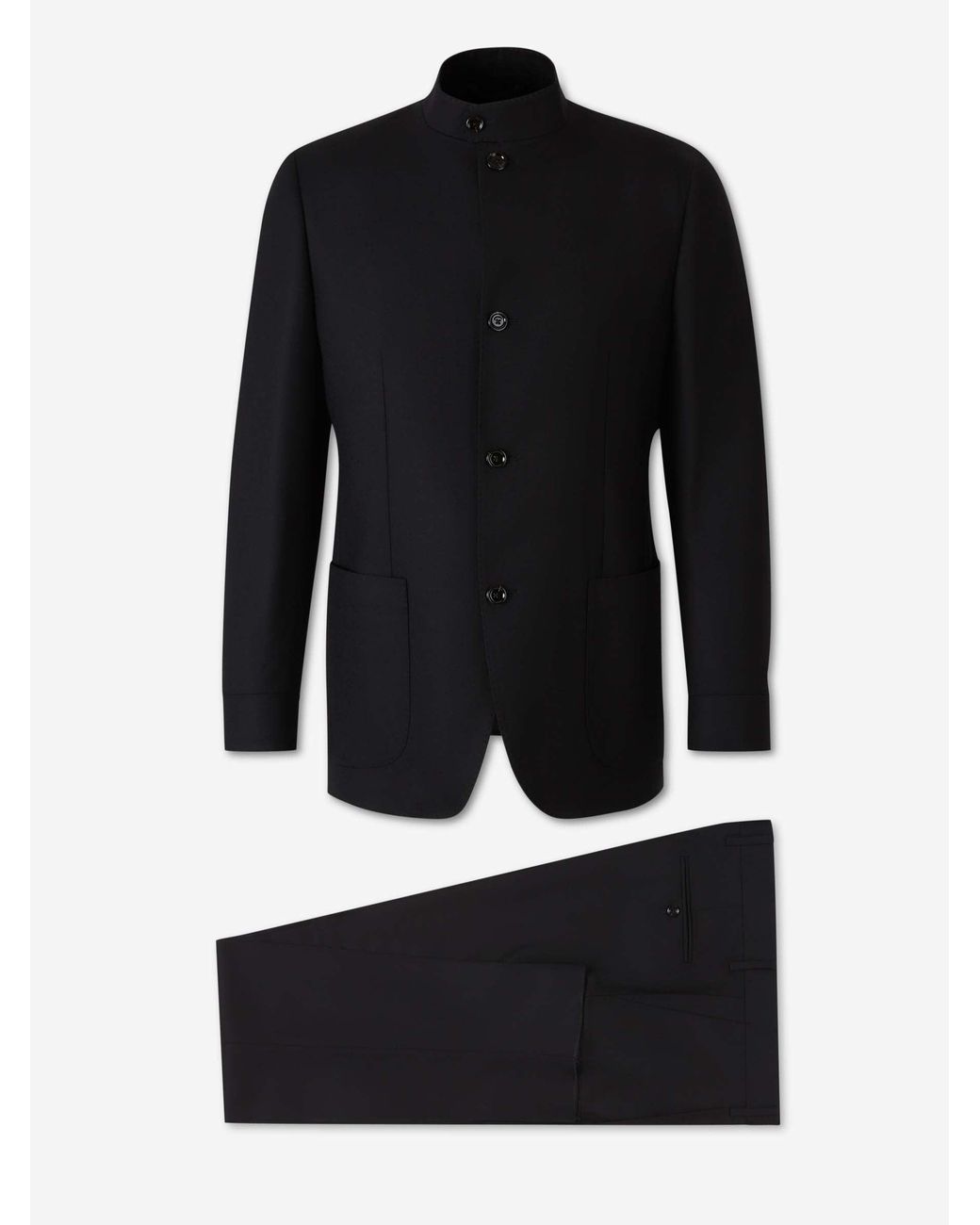 Lardini Black Mandarin Collar Suit for men