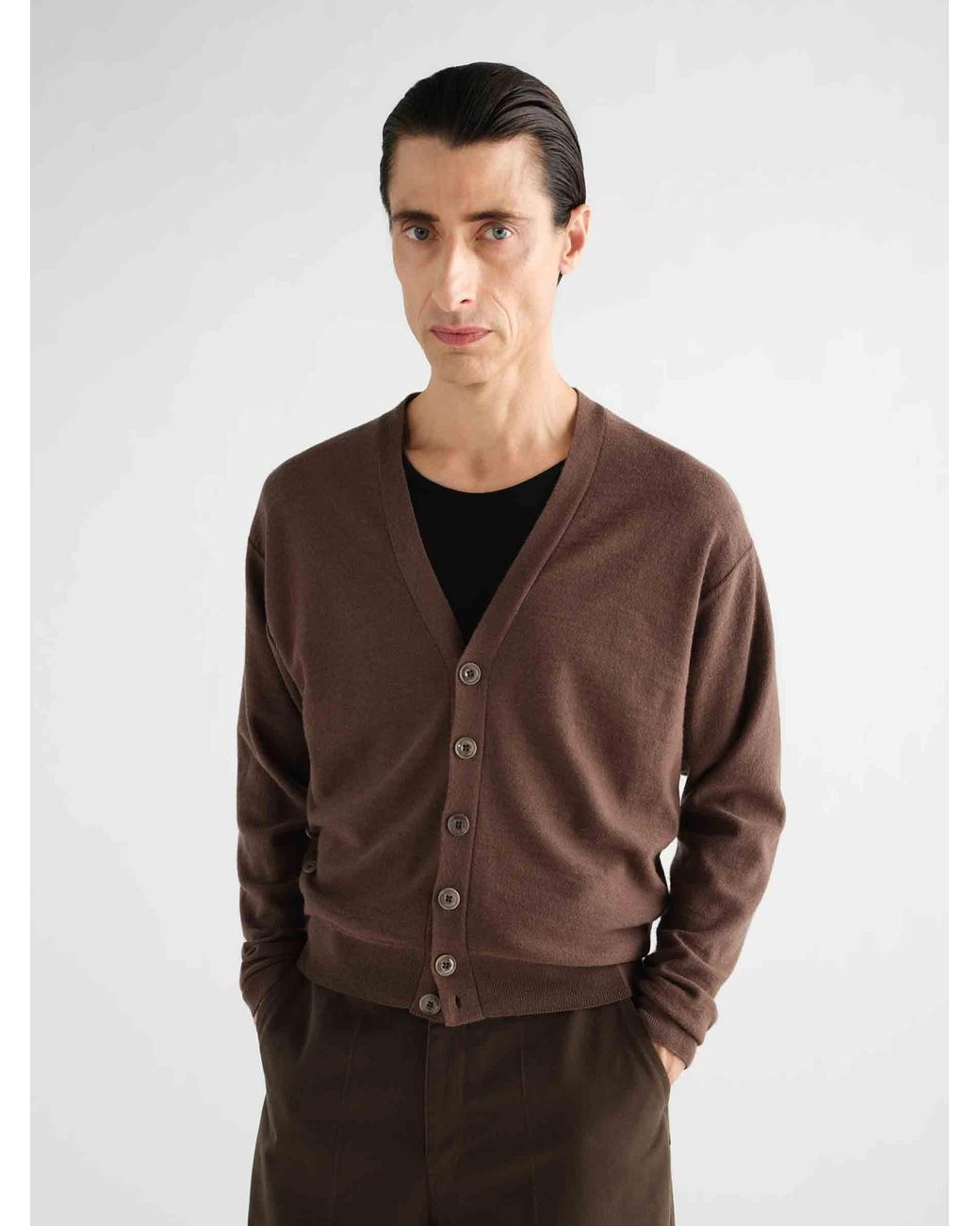 Lemaire Brown Multi-Position Twisted Cardigan