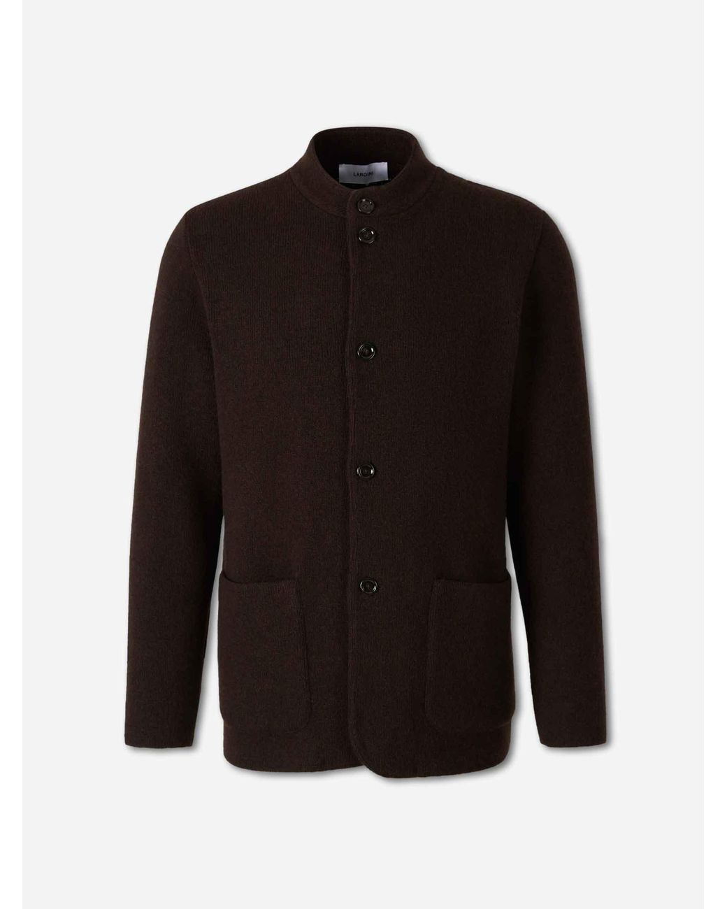 Lardini Black Mandarin Collar Cardigan for men