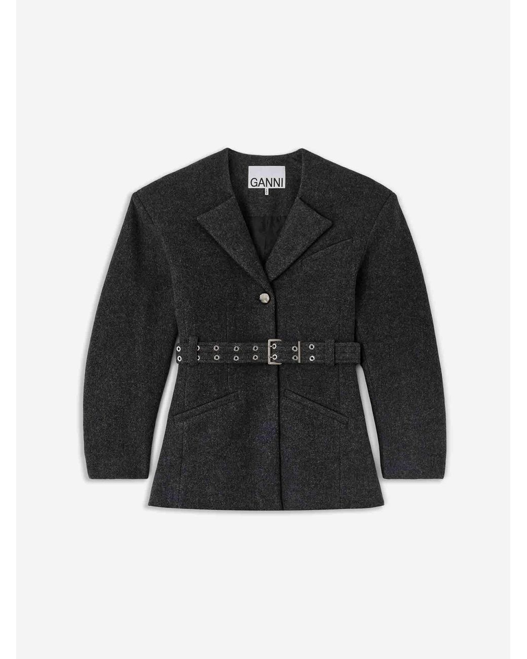 Ganni Black Casual Wool Jacket