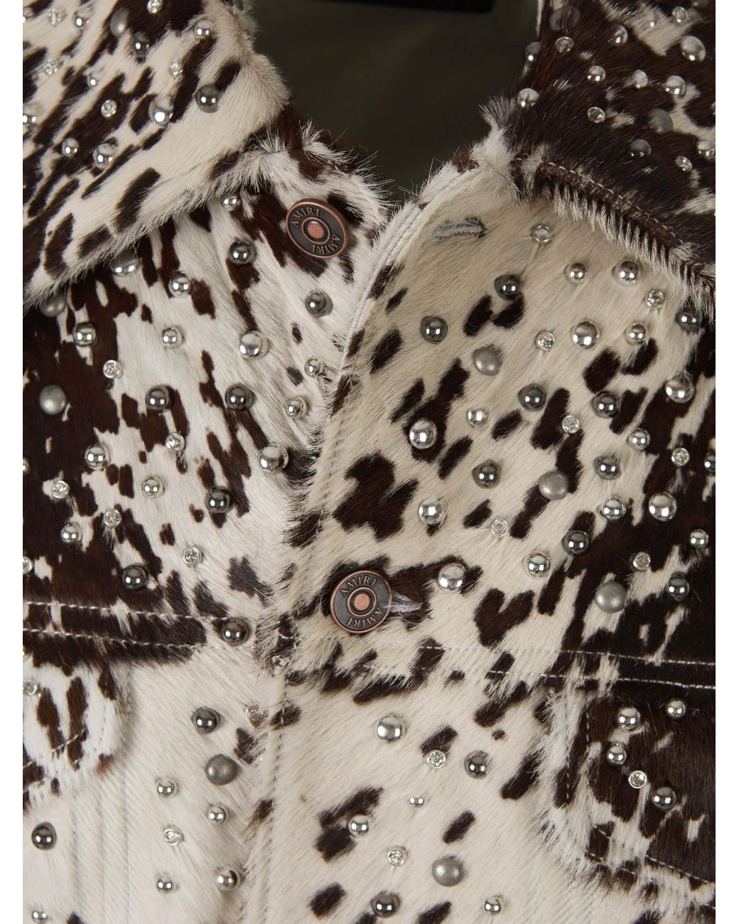 Amiri White Leather Jacket With Crystals And Studs for men