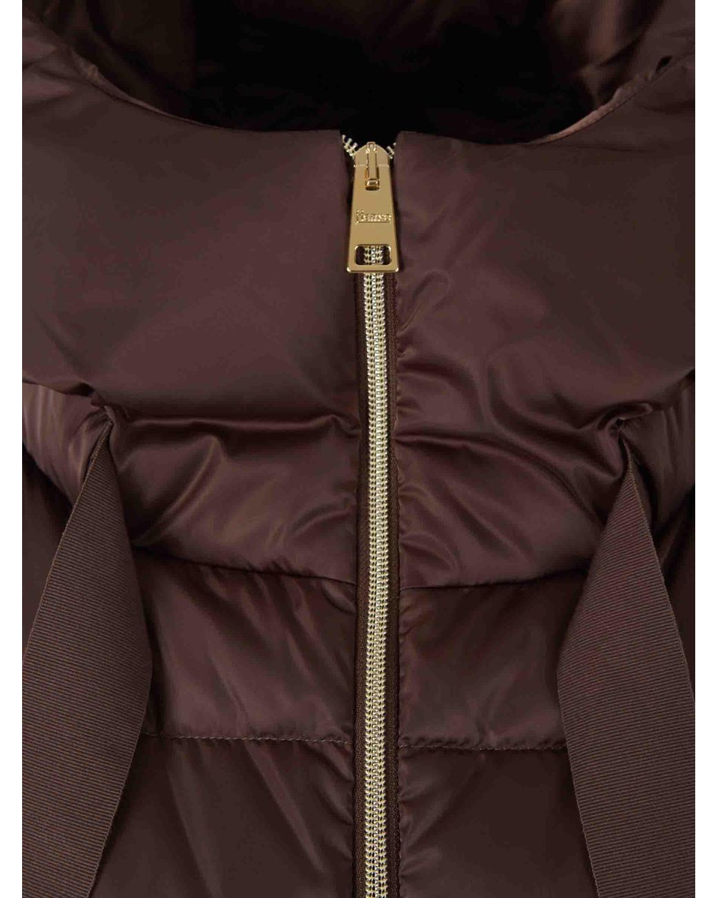 Herno Brown Long Polyester Down Jacket