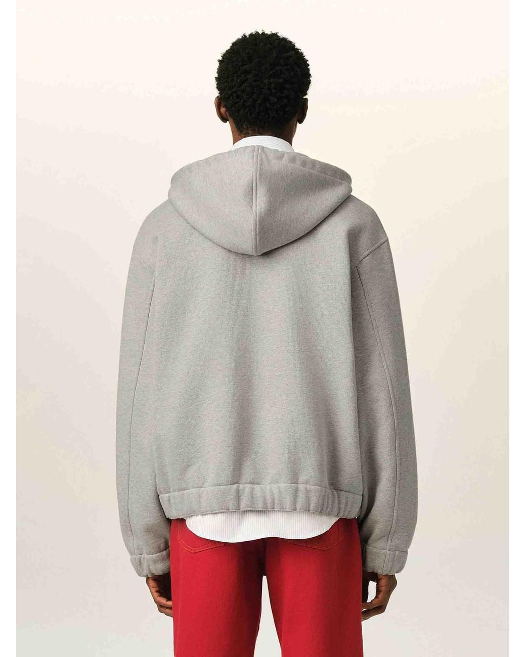 AMI Gray Zip-Up Hoodie for men