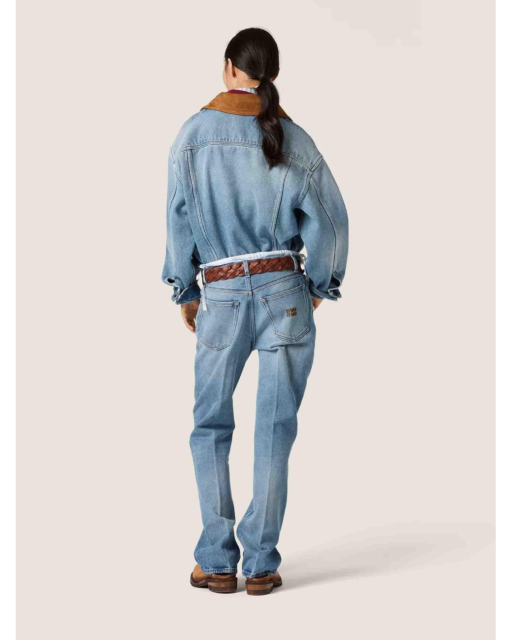 Miu Miu Blue Denim Suede Overshirt