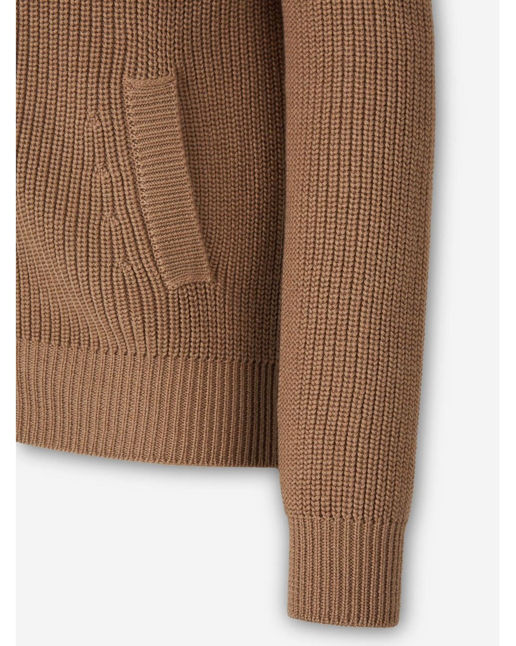 Santa Eulalia Brown Wool Cardigan With Zipper for men