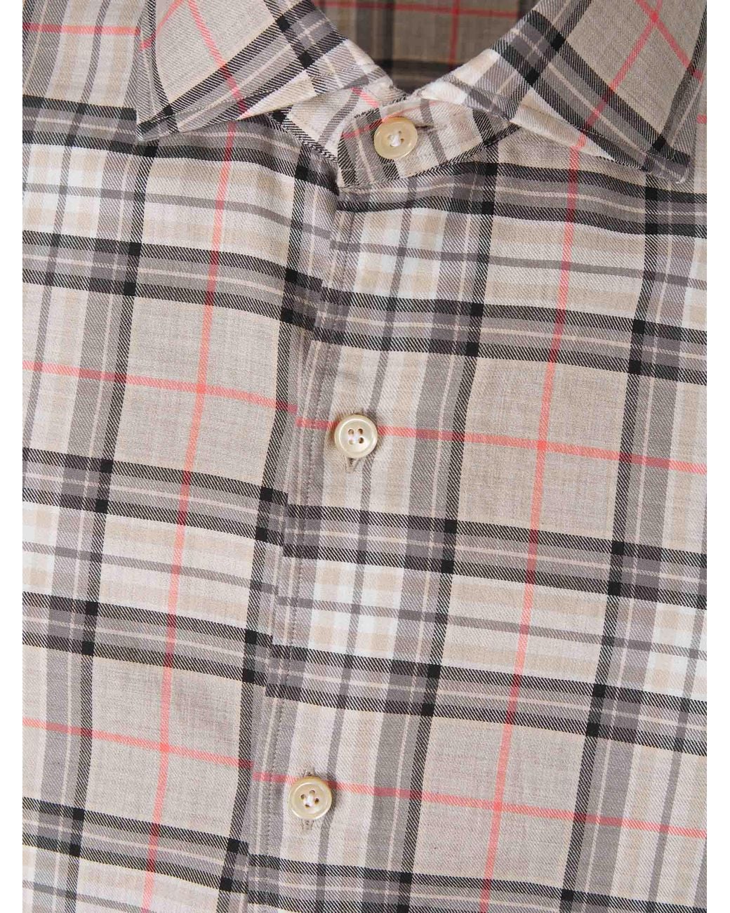 Luigi Borrelli Napoli White Plaid Print Shirt for men