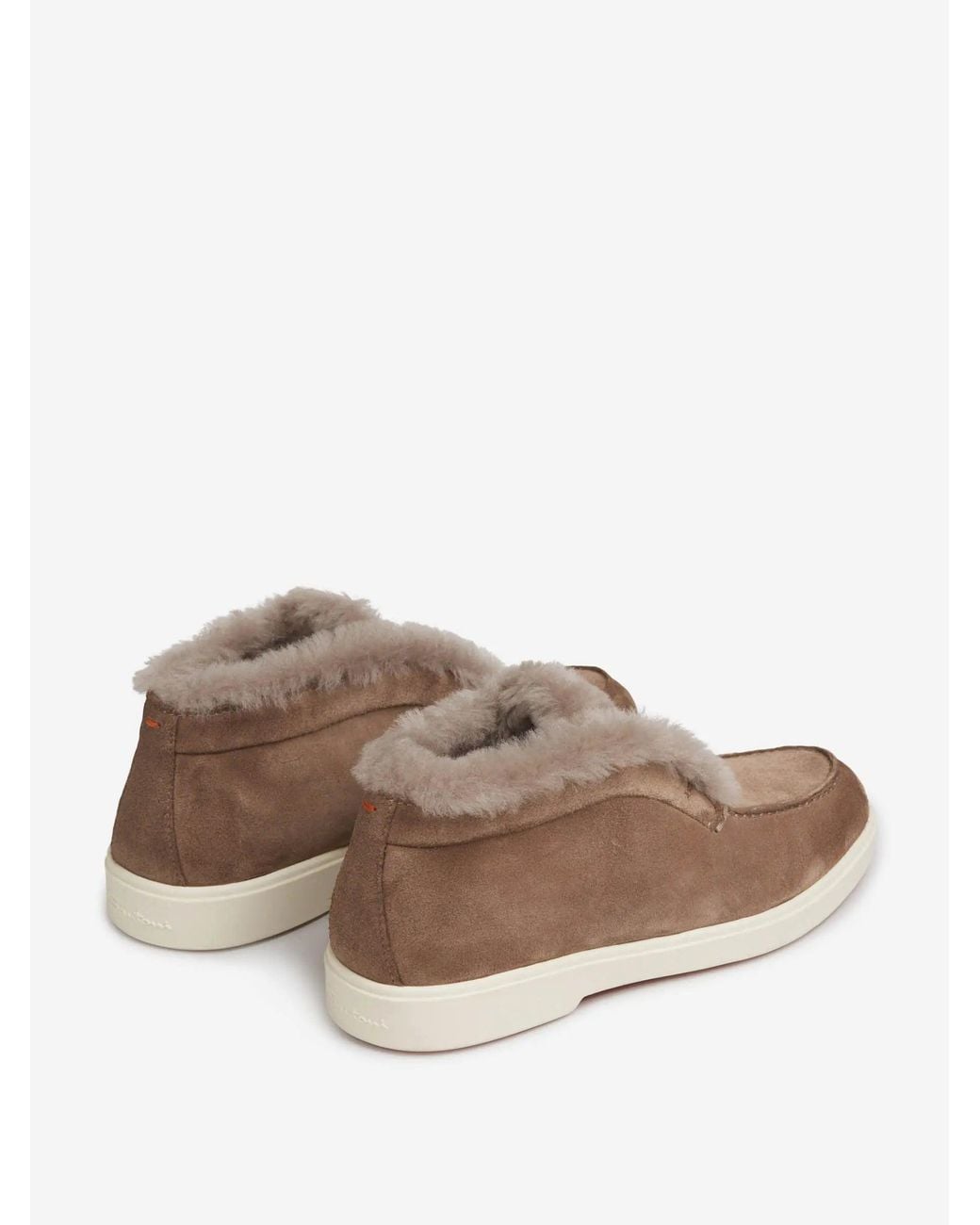 Santoni Brown Desert Boots With Fur