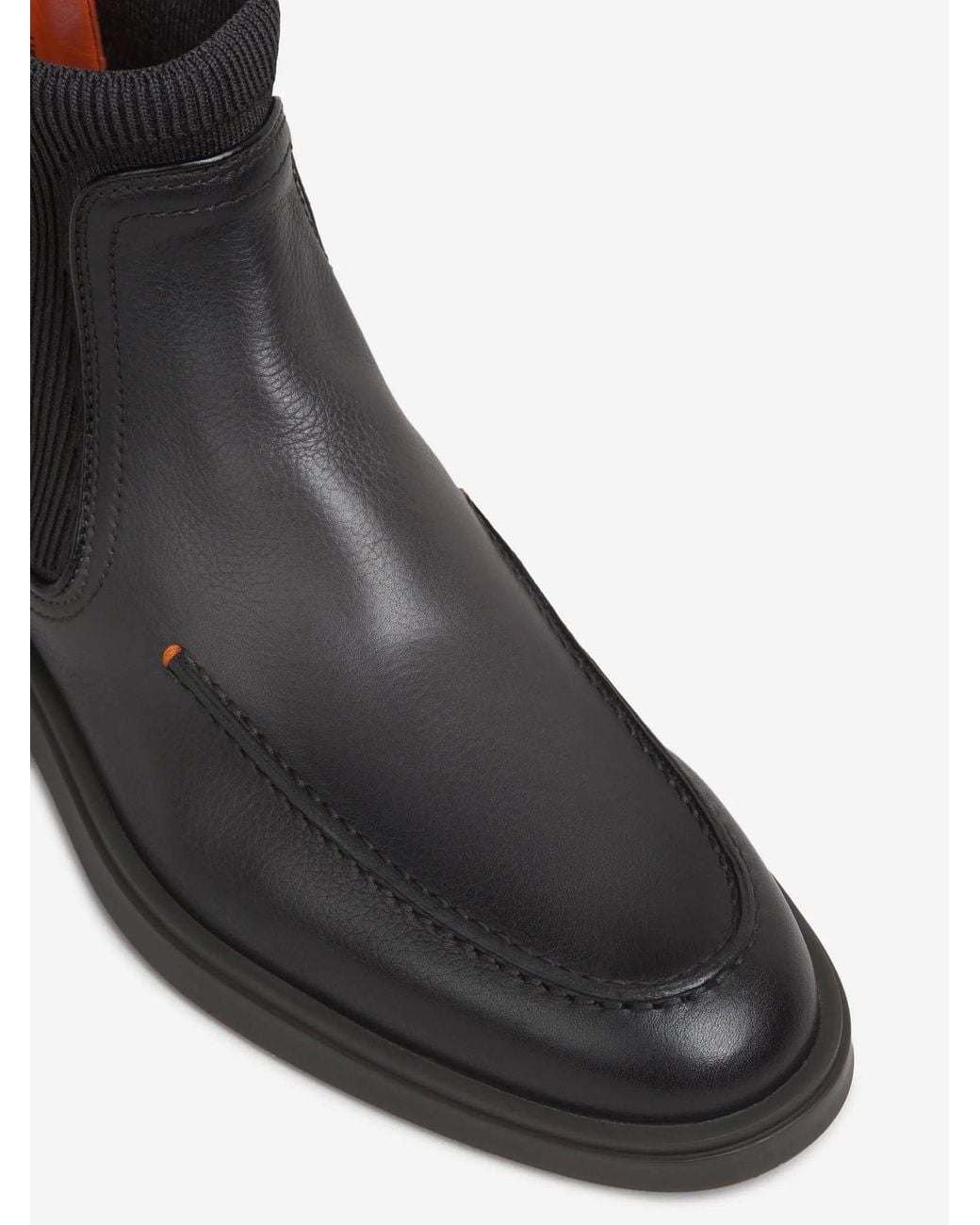 Santoni Black Ribbed Chelsea Boots for men