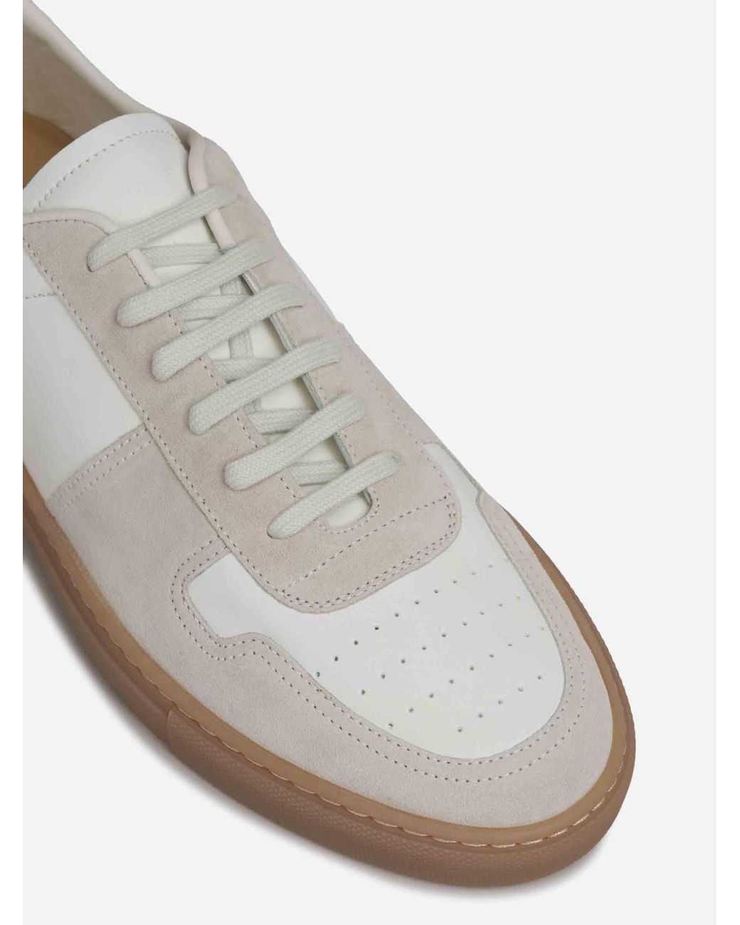 Common Projects White Suede-Panelled Leather Sneakers for men