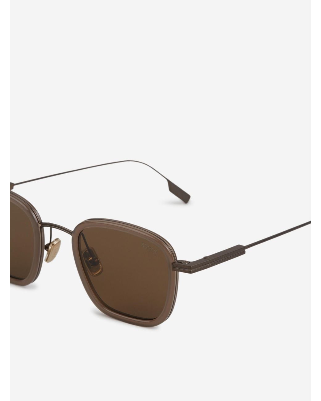 Zegna Brown Rectangular Sunglasses for men