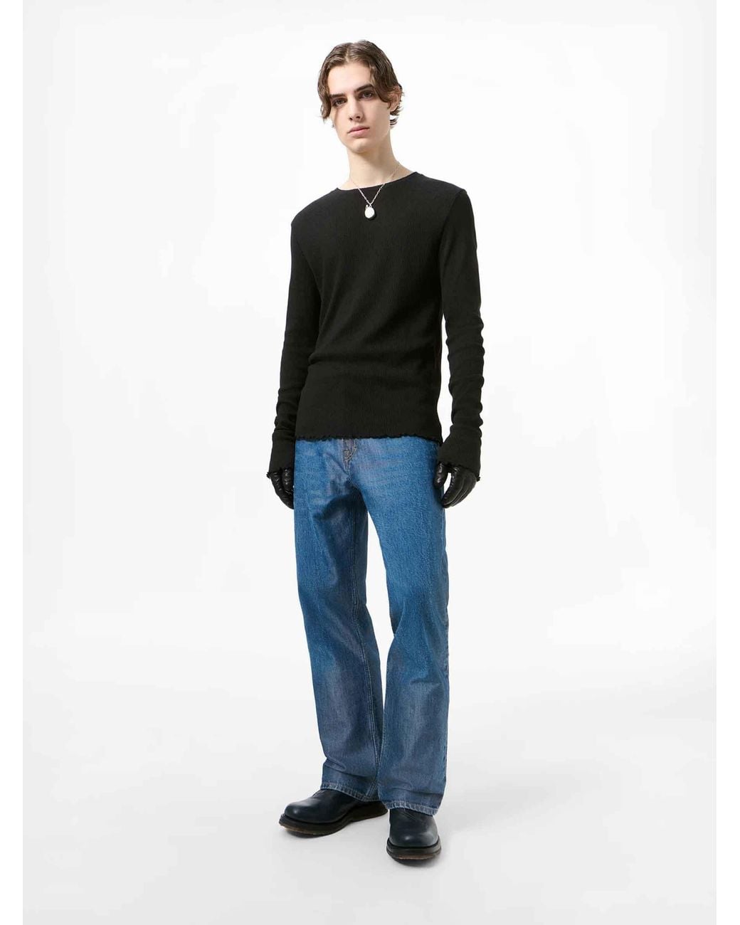 Our Legacy Black Long Sleeve Knit T-Shirt for men