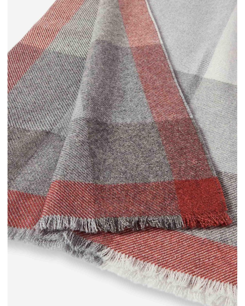 Brunello Cucinelli Gray Plaid Scarf for men