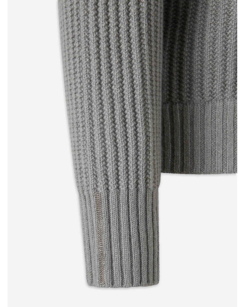 Peserico Gray Knit Zip-Up Cardigan