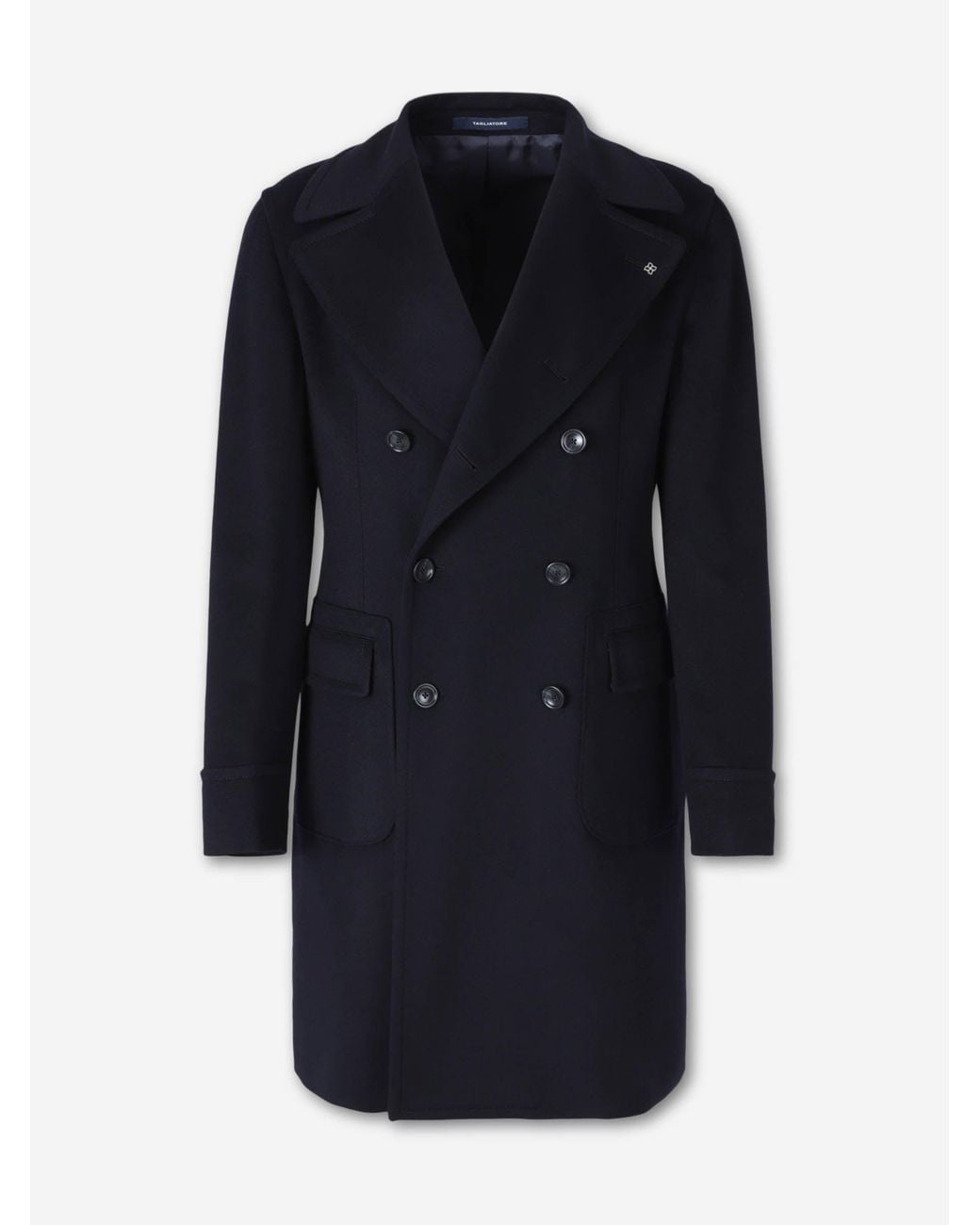 Tagliatore Blue Long Cashmere Coat for men