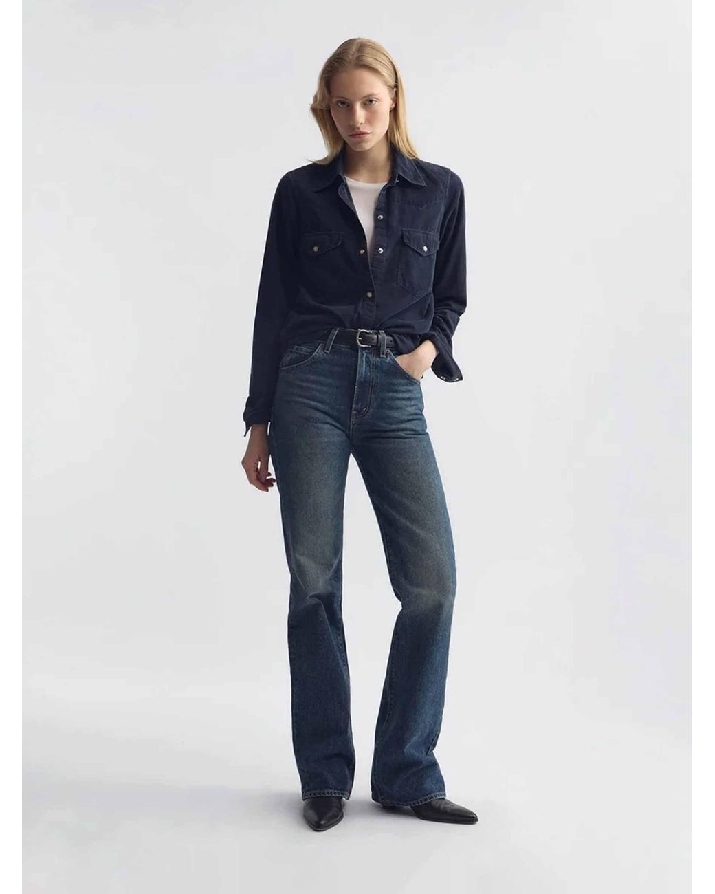 Nili Lotan Blue Travis Corduroy Shirt