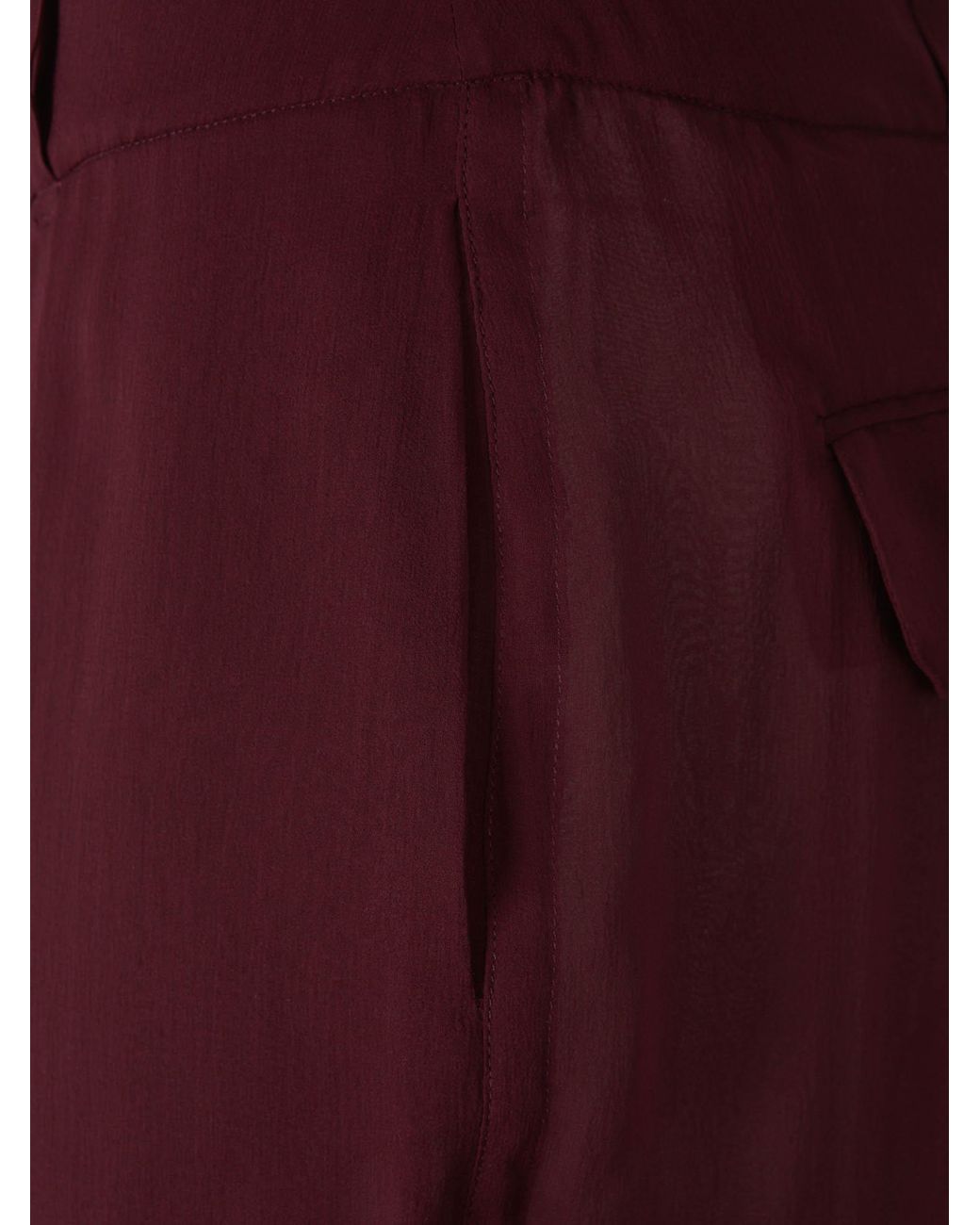 Saint Laurent Red Silk Midi Skirt