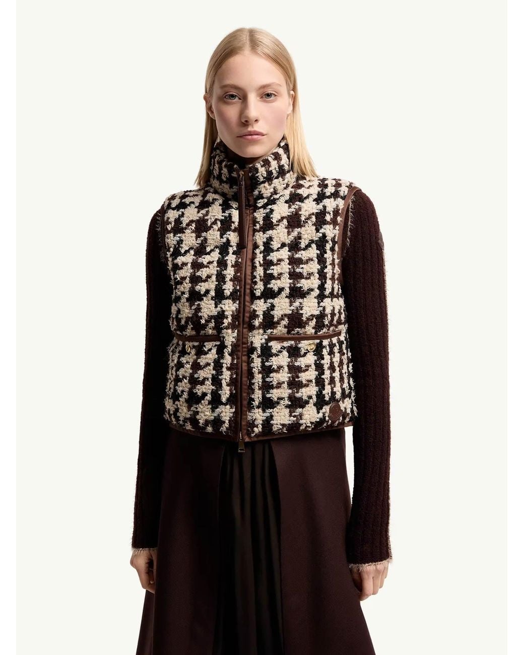 Chaleco Plumífero Tweed Moncler de color White