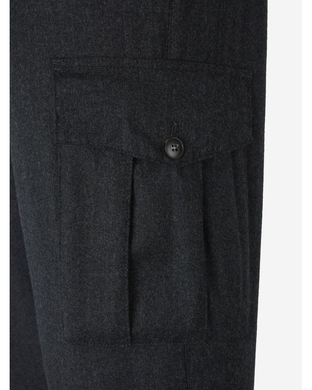 Canali Black Straight Wool Trousers for men