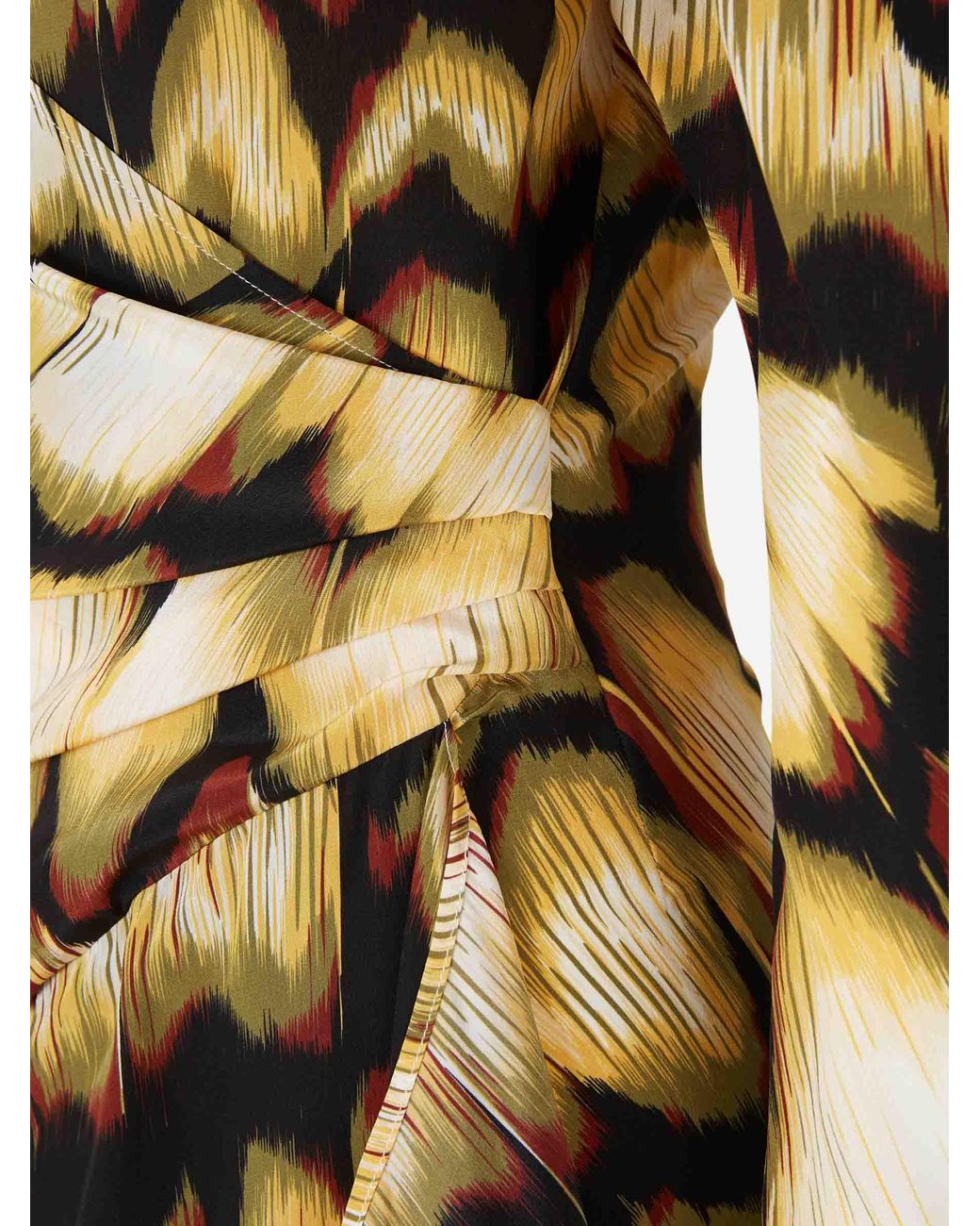 LaDoubleJ Metallic Femme Midi Dress With Abstract Feather Print