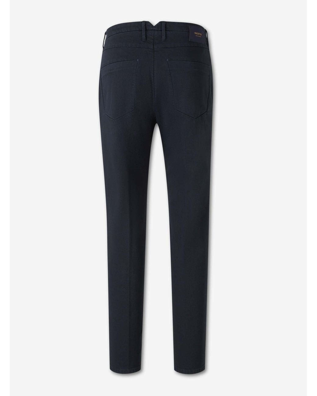 Incotex Blue Straight Twill Trousers for men