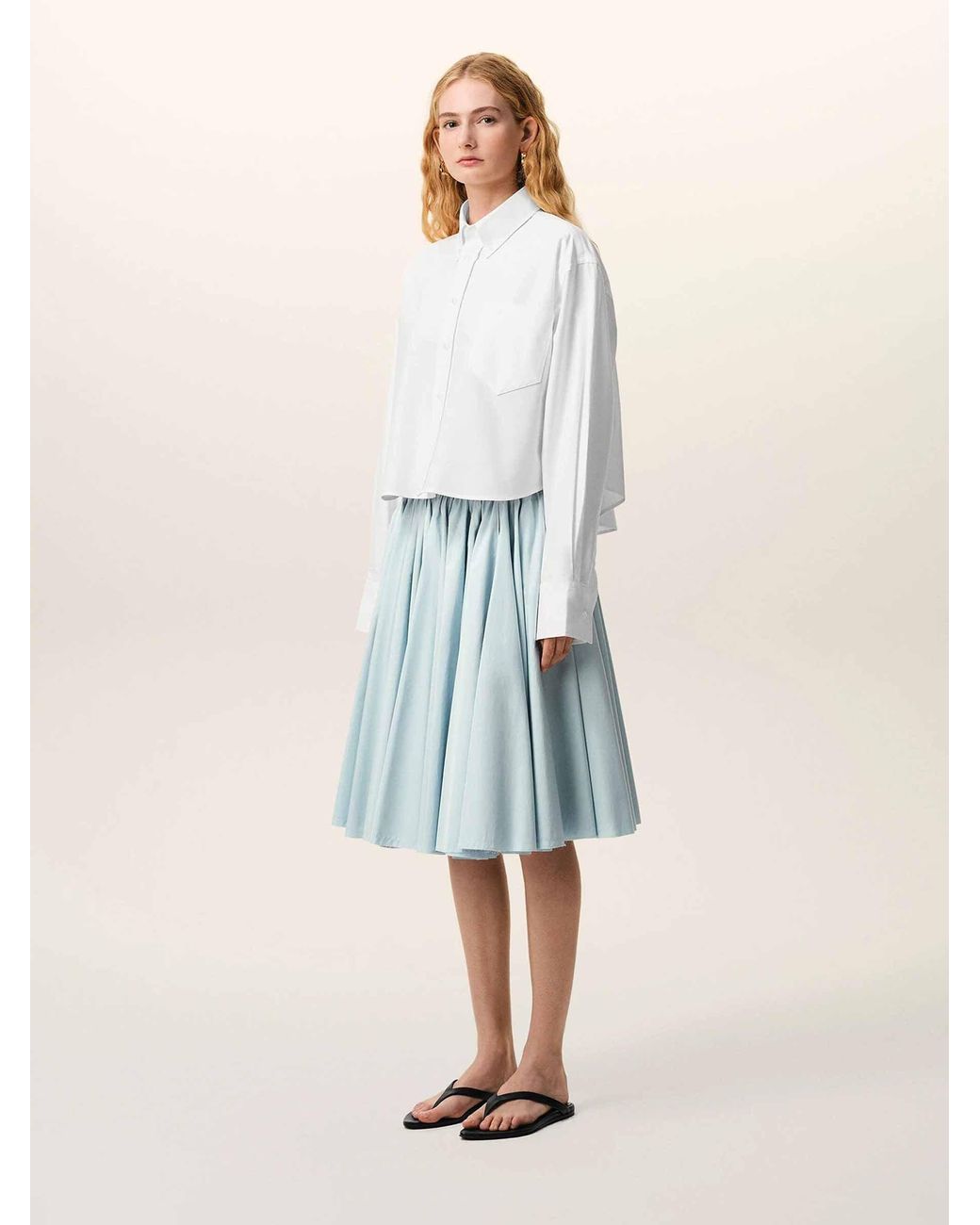 Camisa Casual Cropped AMI de color White
