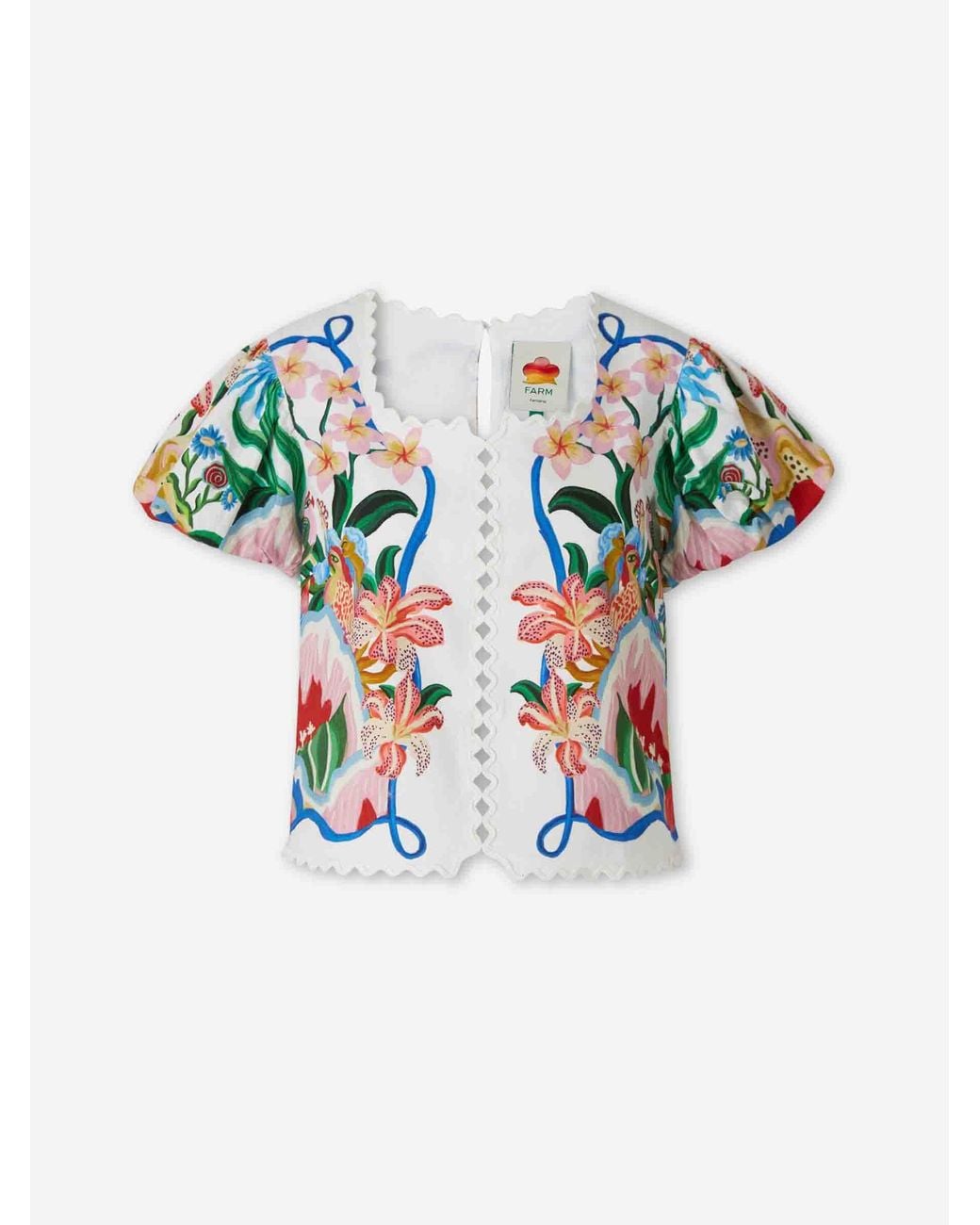 Farm Rio White Short Sleeve Blouse