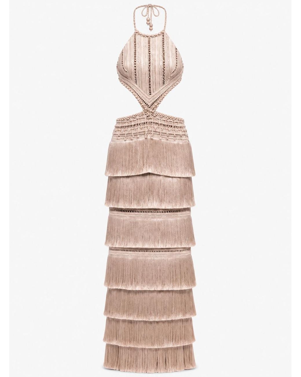PATBO Natural Fringe Knit Dress