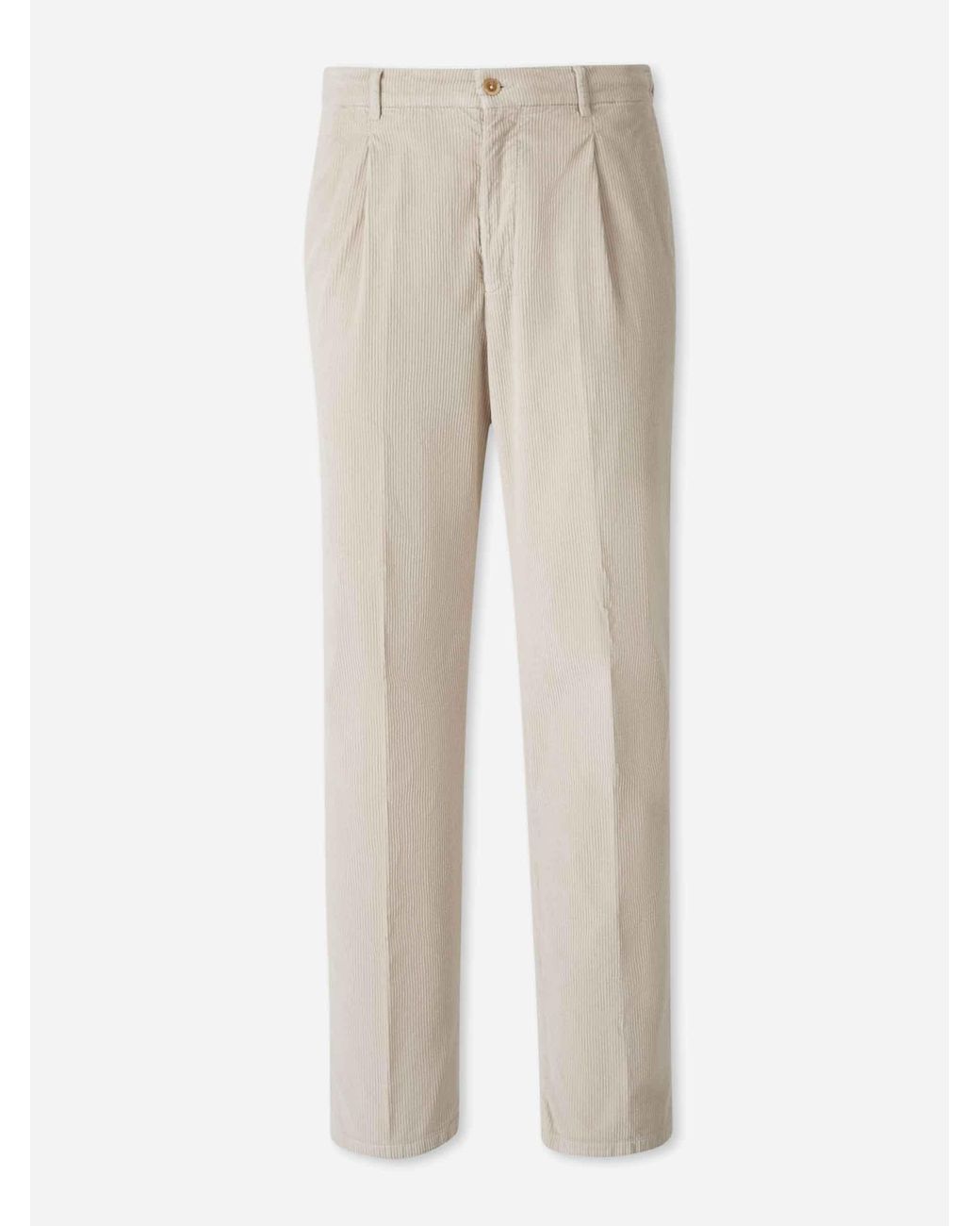 Marco Pescarolo Natural Corduroy Straight Trousers for men