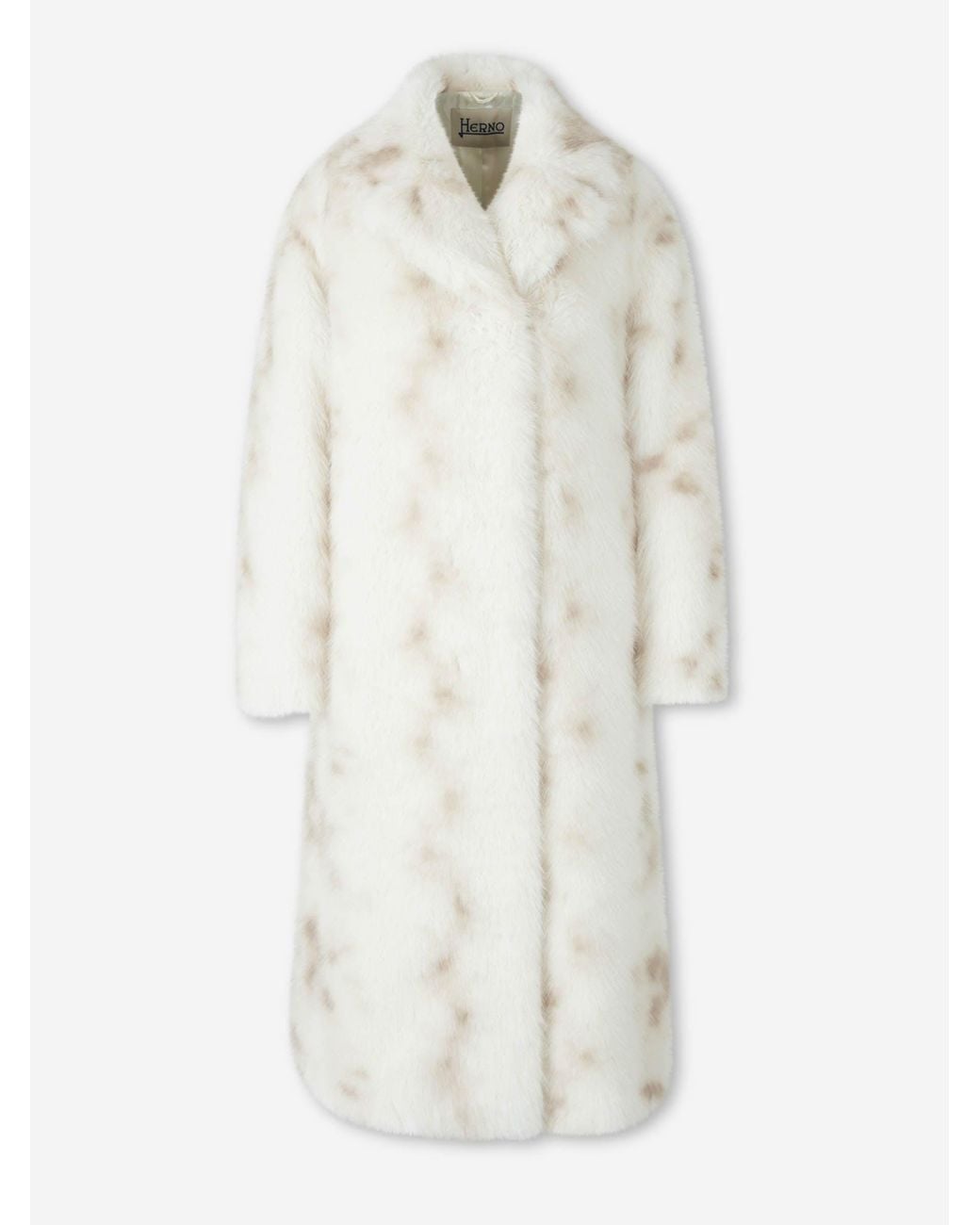Herno White Lynx-Effect Fur Coat