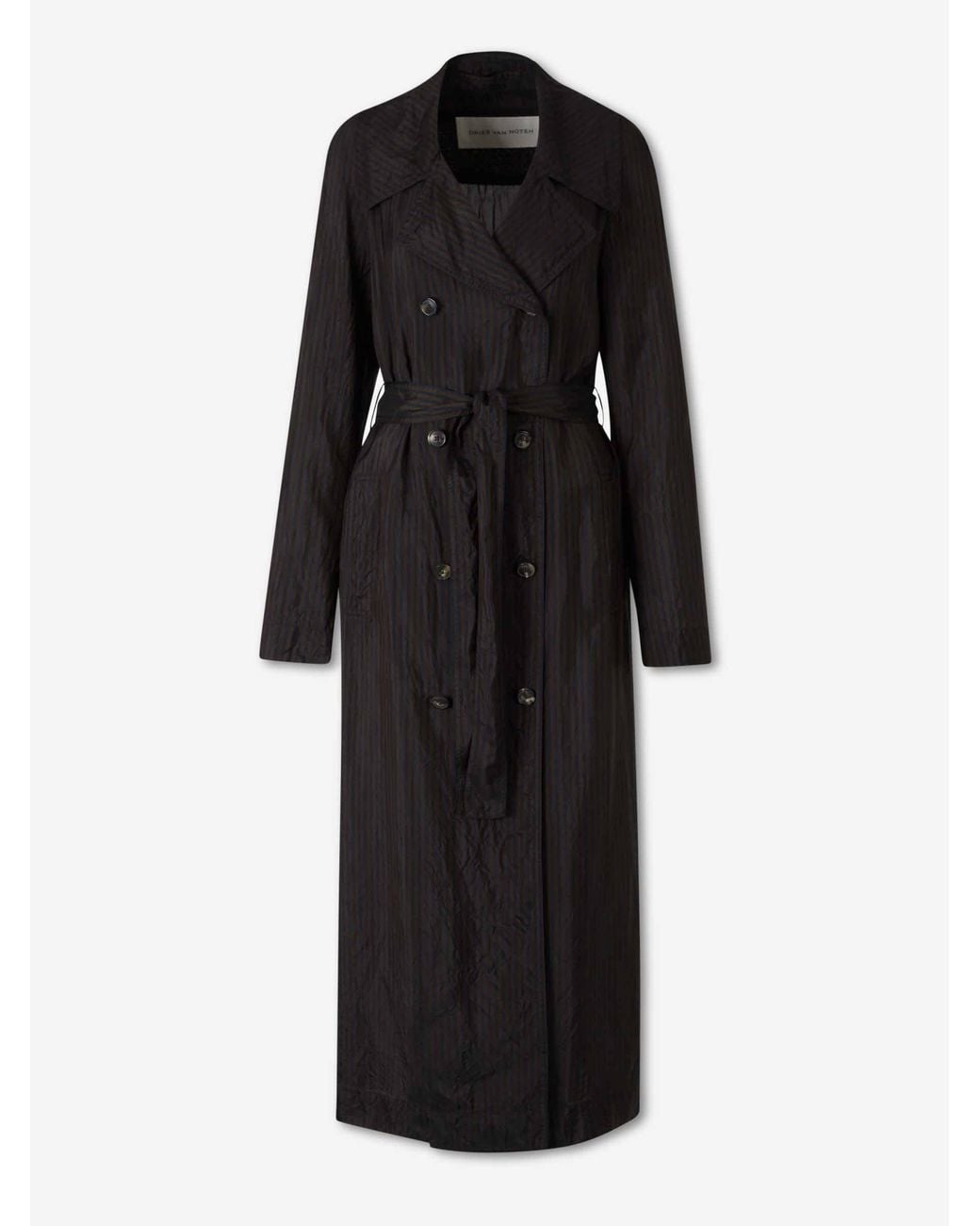 Dries Van Noten Black Cupro Fine Trench Coat