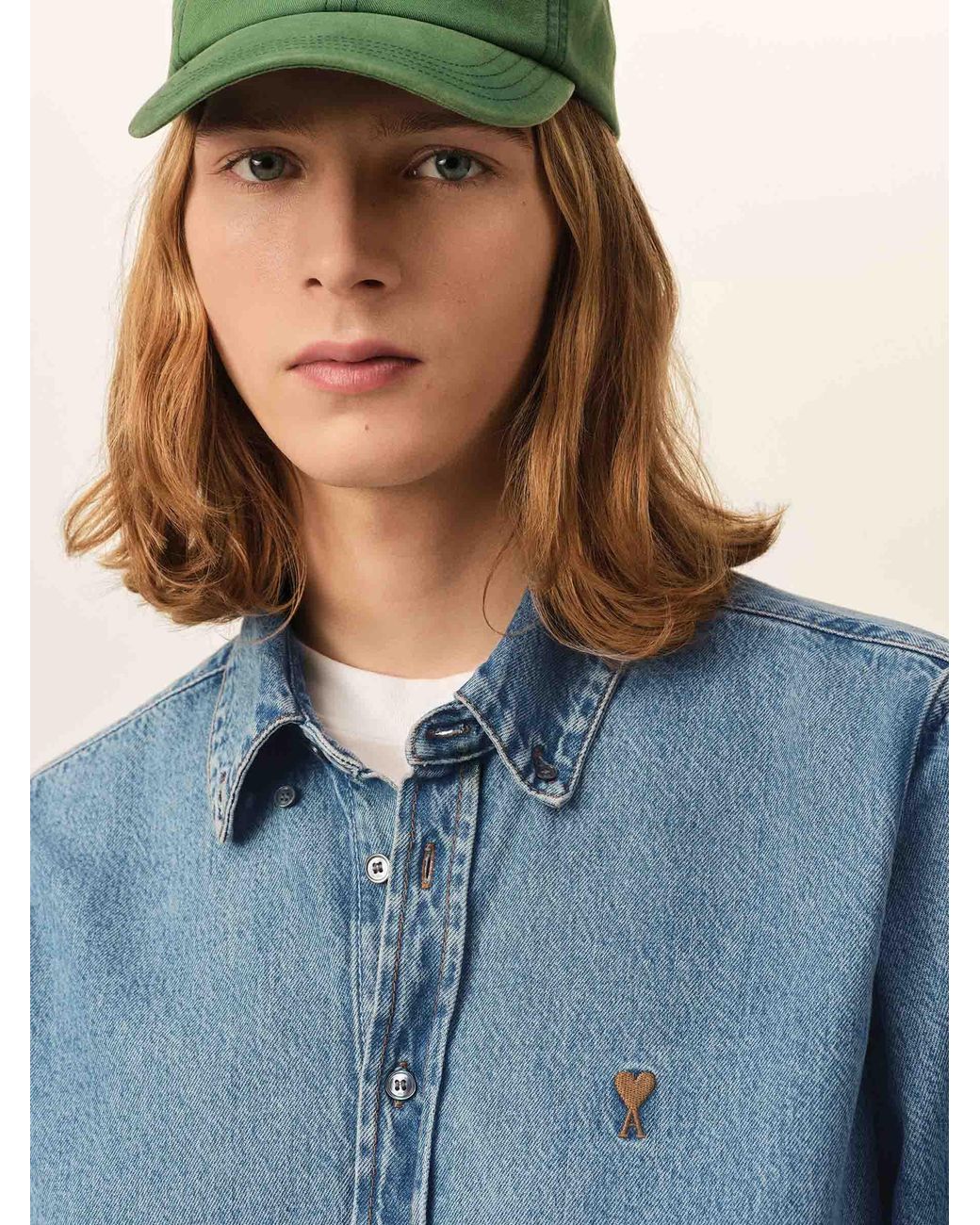AMI Blue Denim Shirt Logo