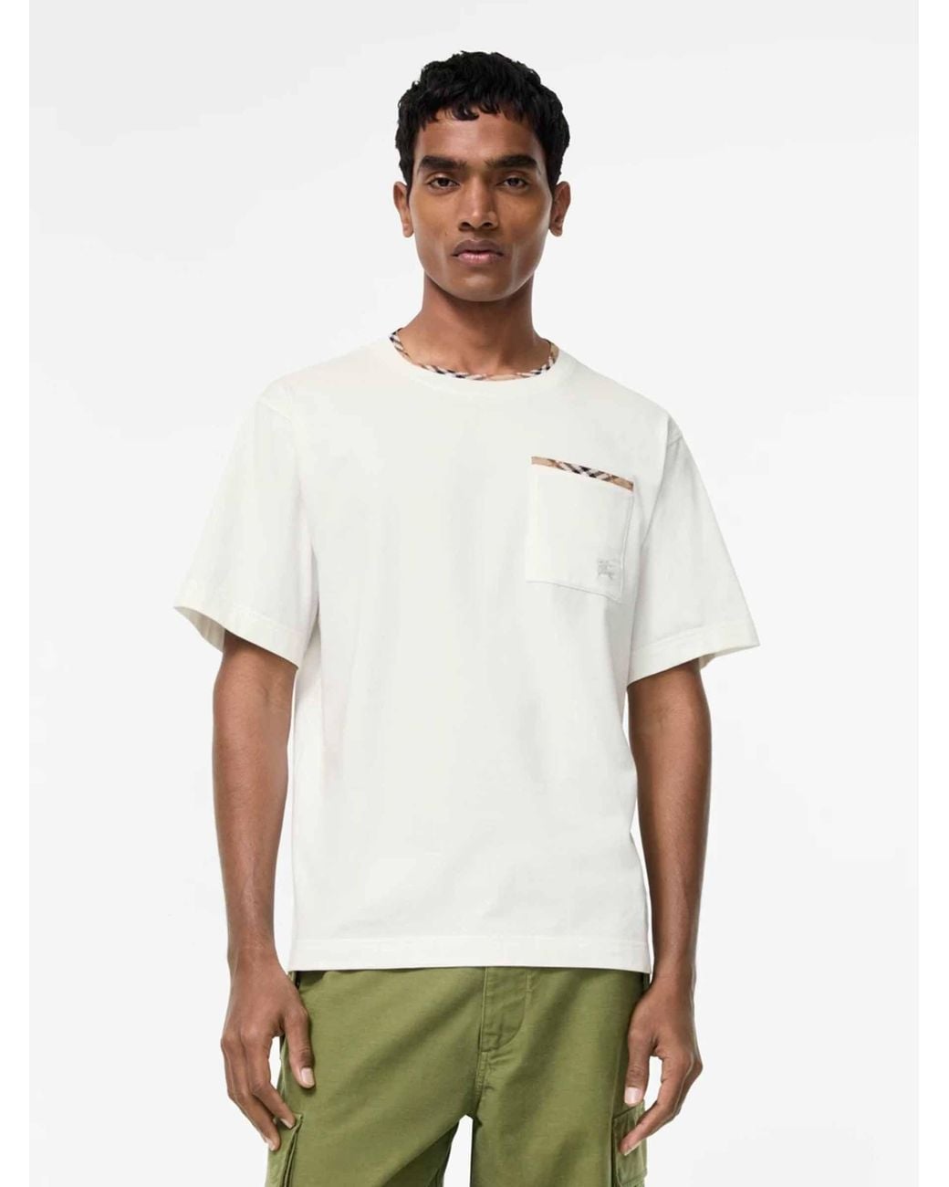 Burberry White Round Neck T-Shirt for men