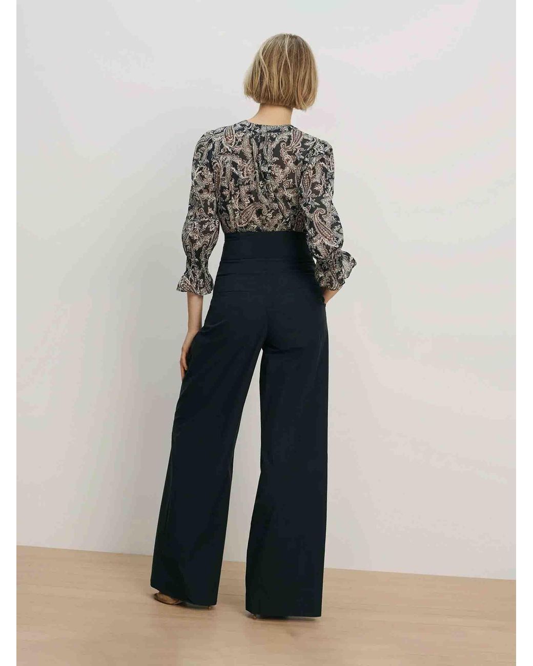 Veronica Beard Blue Allman Wide Leg Trousers