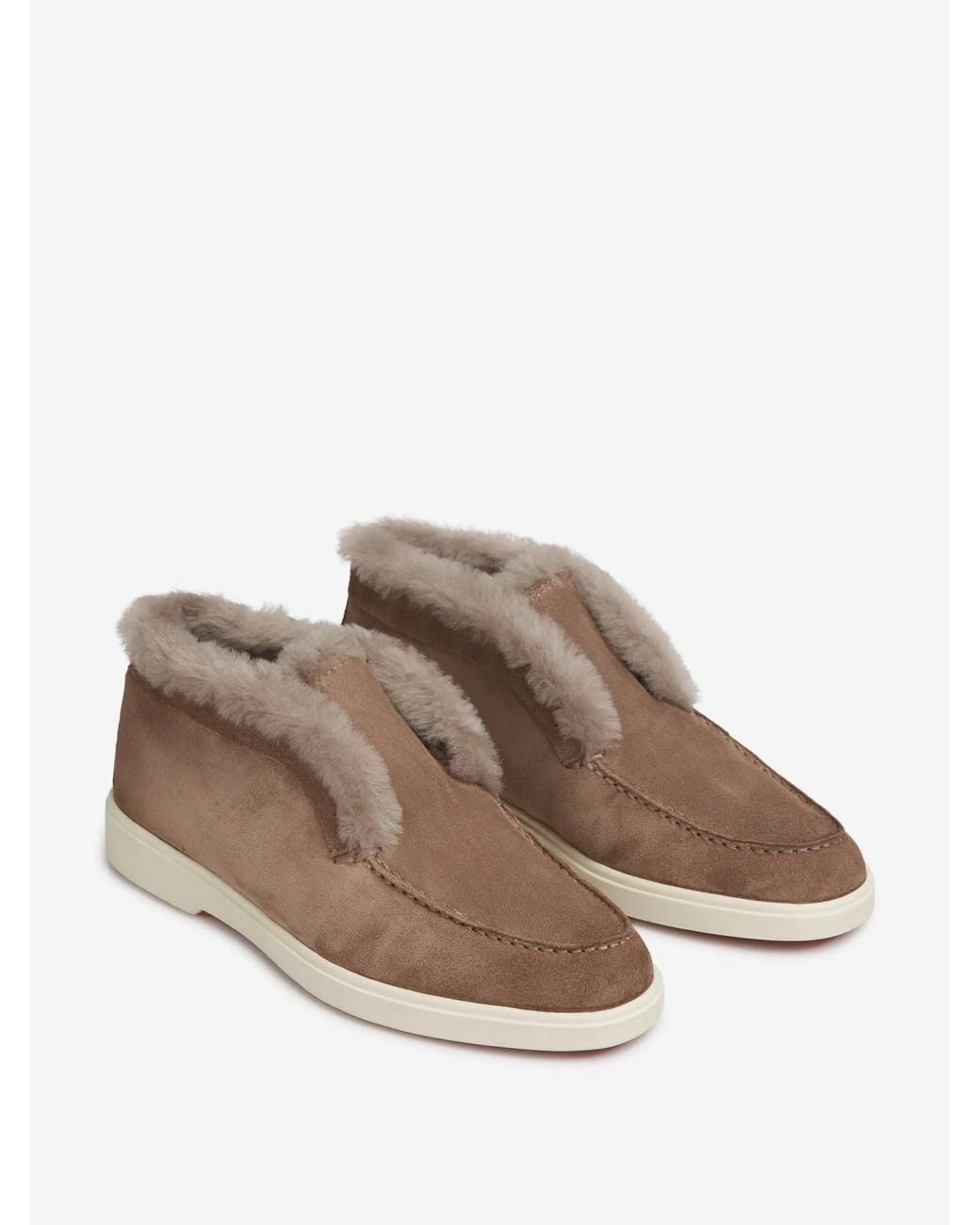 Santoni Brown Desert Boots With Fur