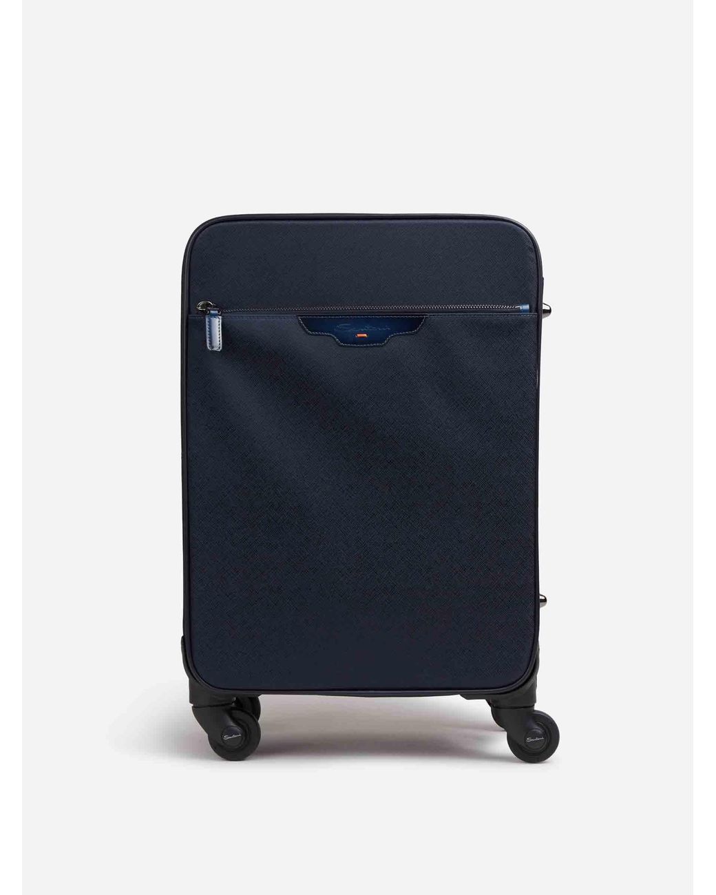 Santoni Blue Leather Suitcase for men
