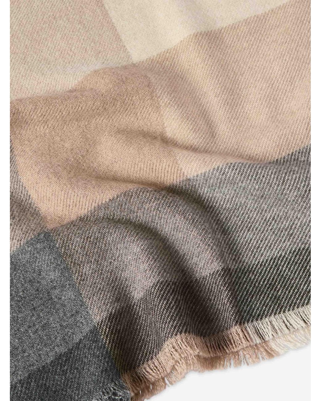 Brunello Cucinelli Gray Checkered Wool Cashmere Scarf for men